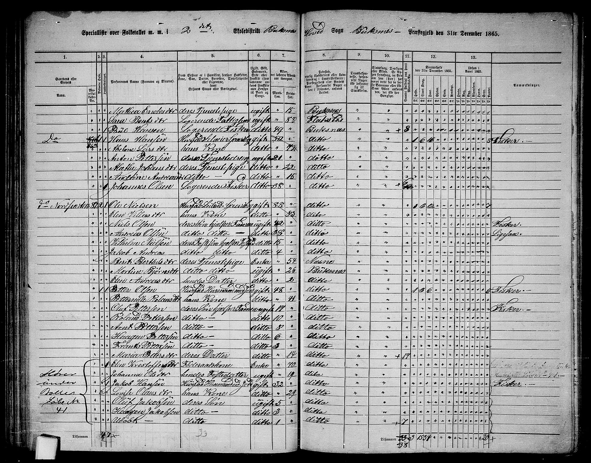 RA, 1865 census for Buksnes, 1865, p. 50