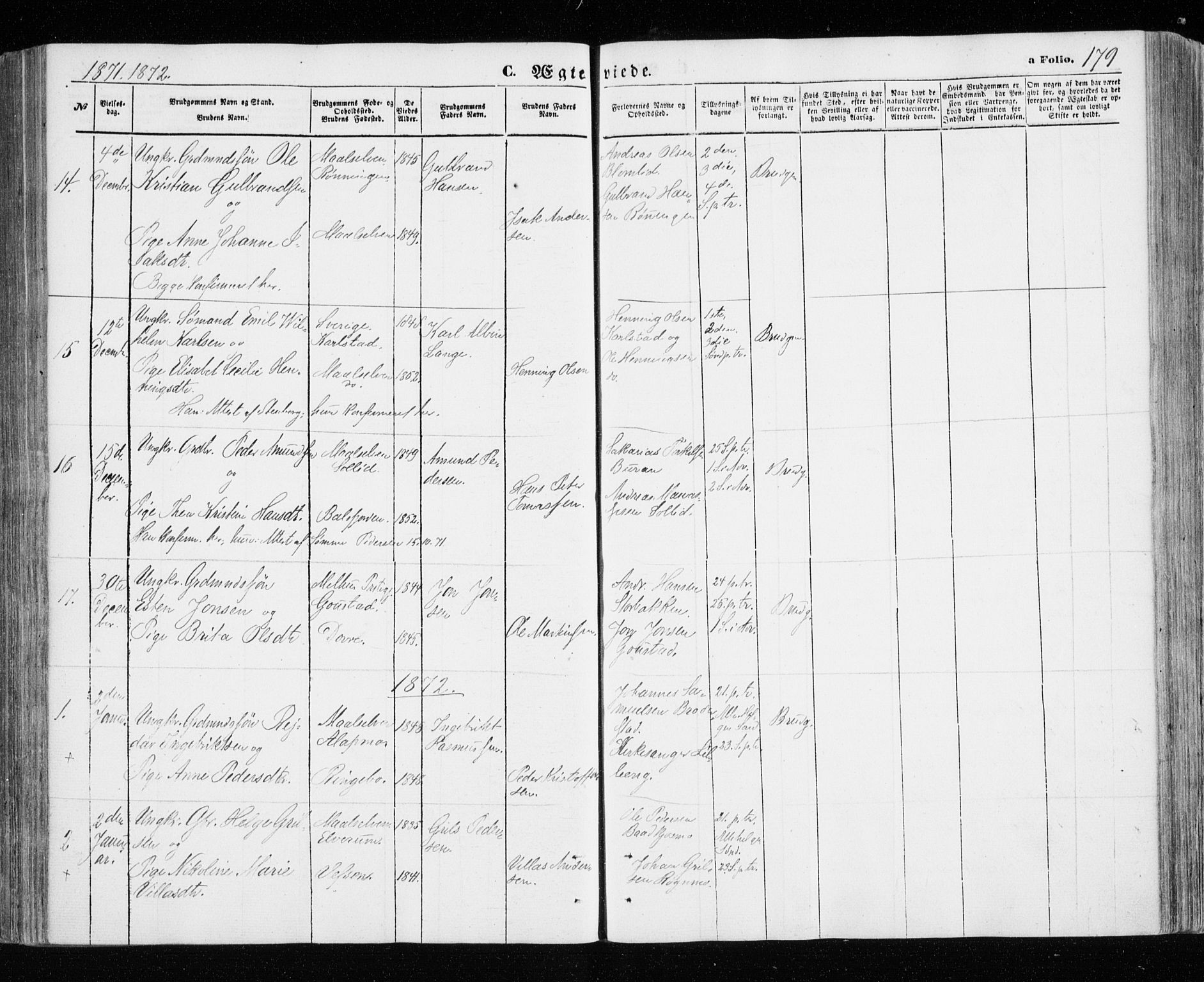 Målselv sokneprestembete, SATØ/S-1311/G/Ga/Gaa/L0004kirke: Parish register (official) no. 4, 1863-1872, p. 179