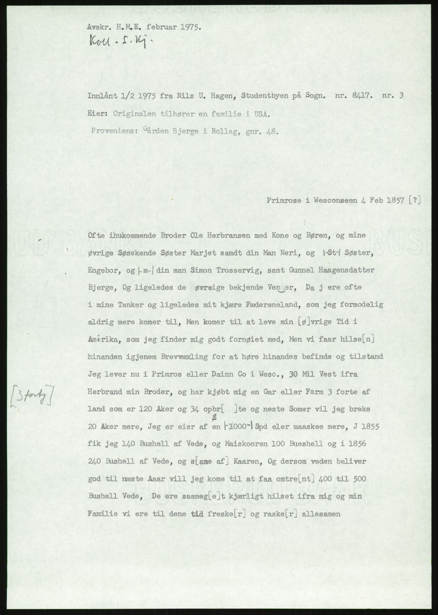 Samlinger til kildeutgivelse, Amerikabrevene, AV/RA-EA-4057/F/L0019: Innlån fra Buskerud: Fonnem - Kristoffersen, 1838-1914, p. 751