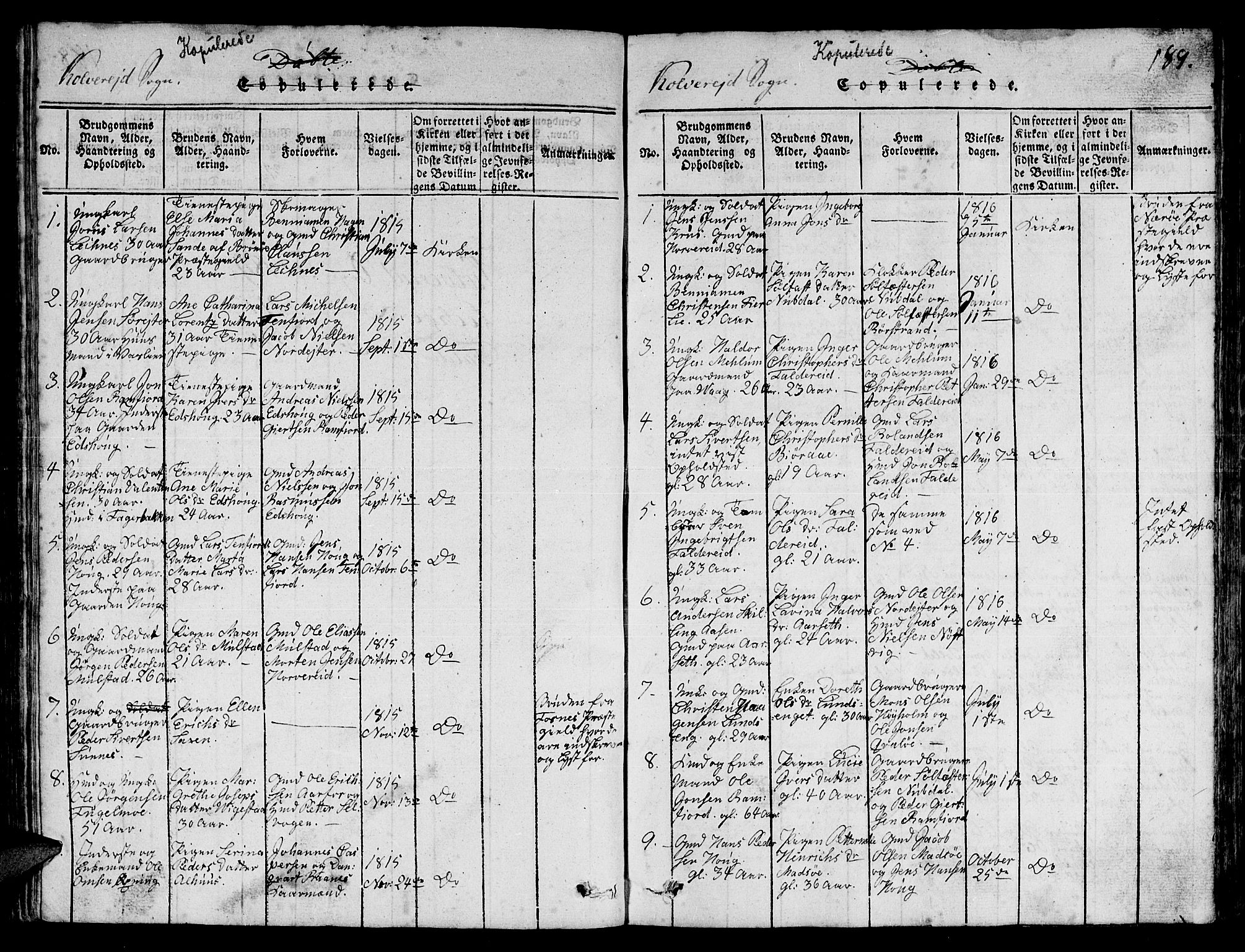 Ministerialprotokoller, klokkerbøker og fødselsregistre - Nord-Trøndelag, SAT/A-1458/780/L0648: Parish register (copy) no. 780C01 /1, 1815-1870, p. 189