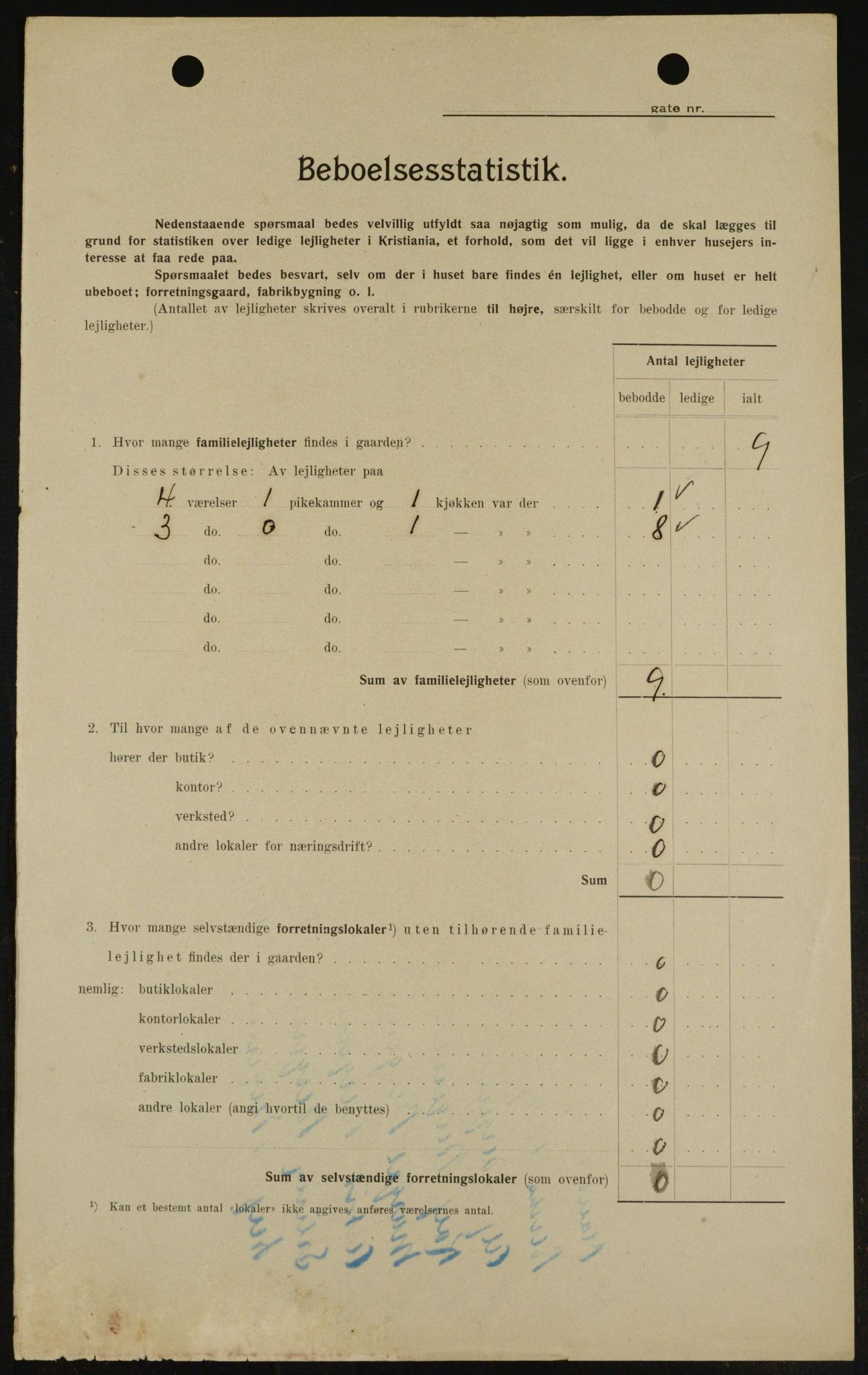 OBA, Municipal Census 1909 for Kristiania, 1909, p. 39453