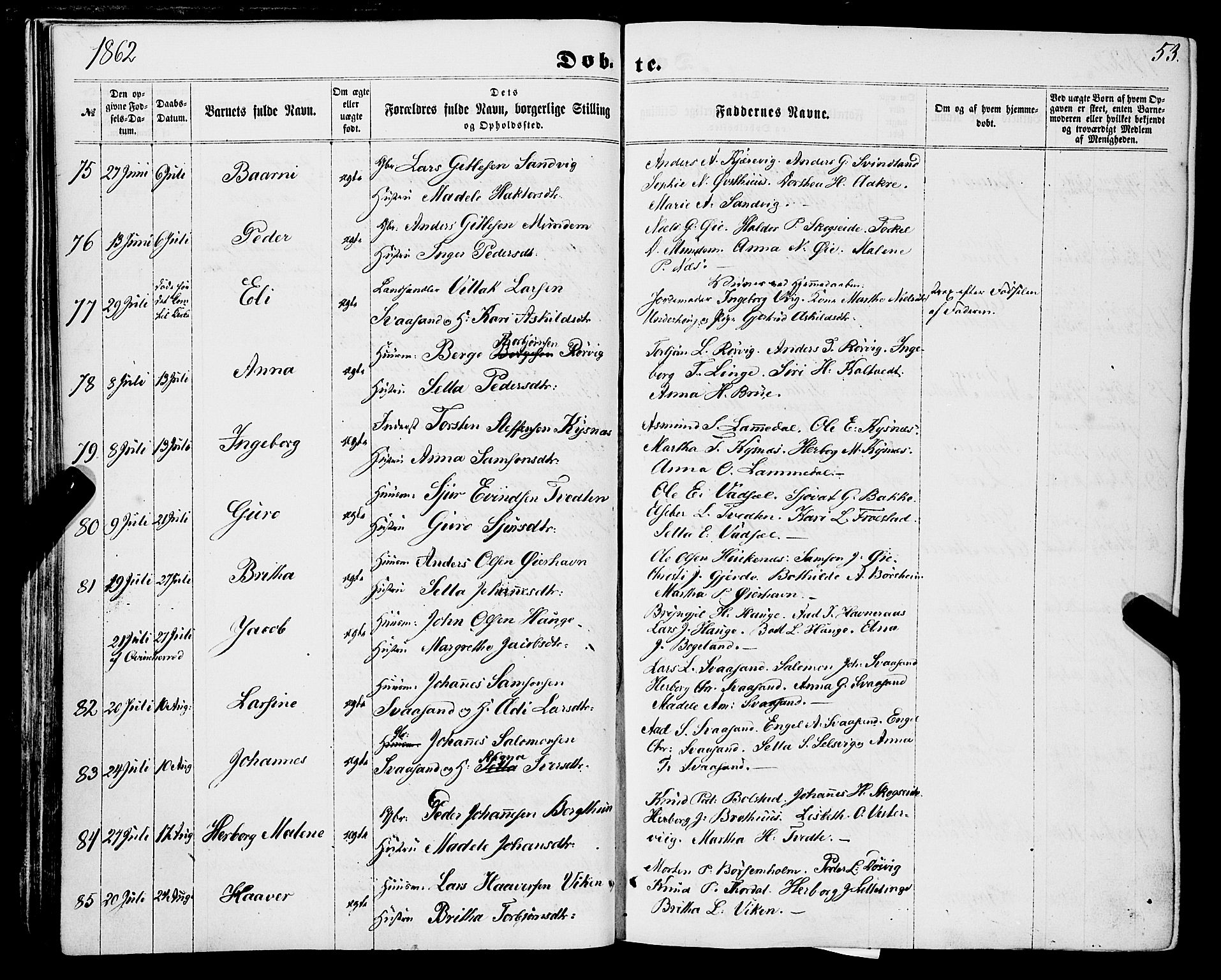 Strandebarm sokneprestembete, SAB/A-78401/H/Haa: Parish register (official) no. A 8, 1858-1872, p. 53