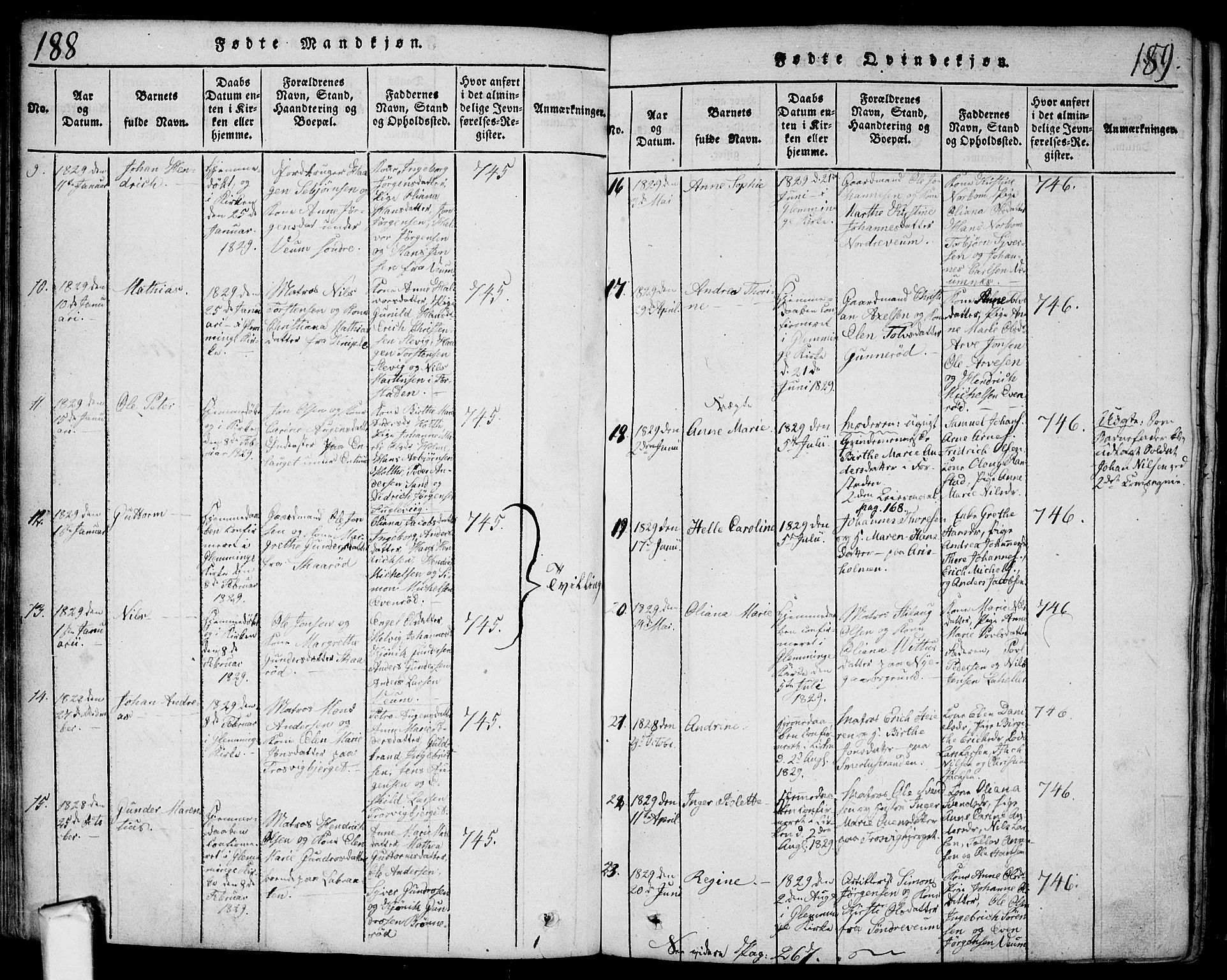 Glemmen prestekontor Kirkebøker, AV/SAO-A-10908/F/Fa/L0004: Parish register (official) no. 4, 1816-1838, p. 188-189