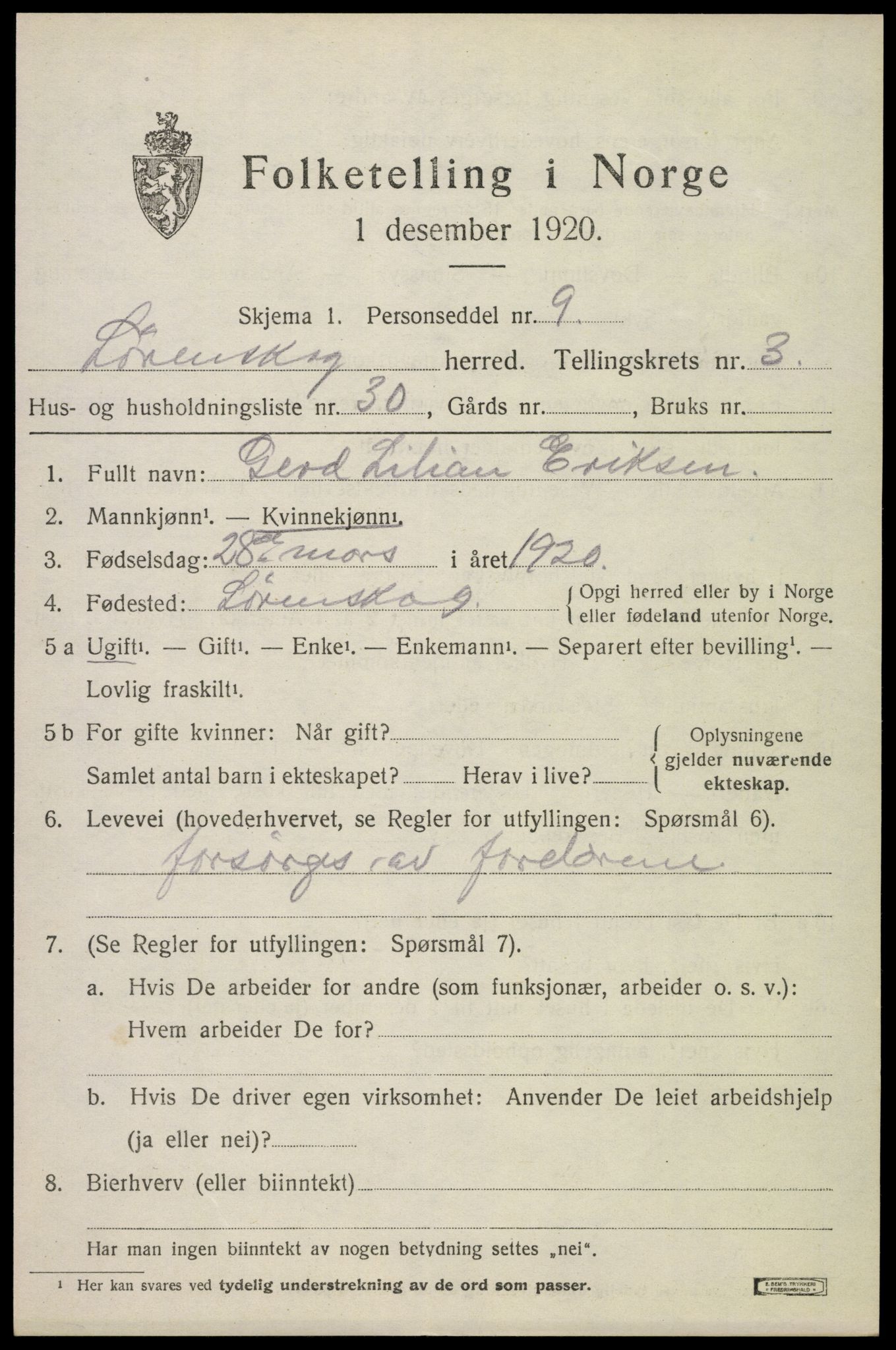 SAO, 1920 census for Lørenskog, 1920, p. 3015