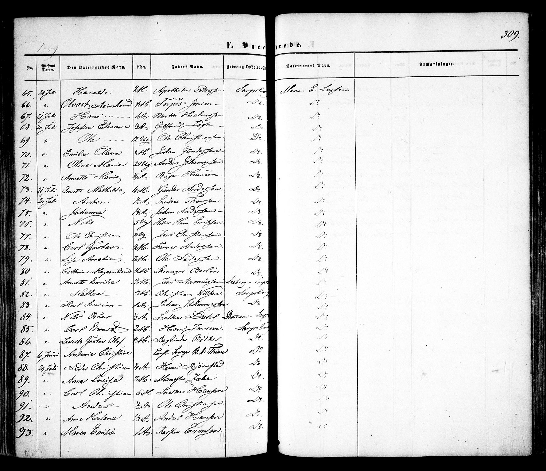 Sarpsborg prestekontor Kirkebøker, SAO/A-2006/F/Fa/L0001: Parish register (official) no. 1, 1859-1868, p. 309