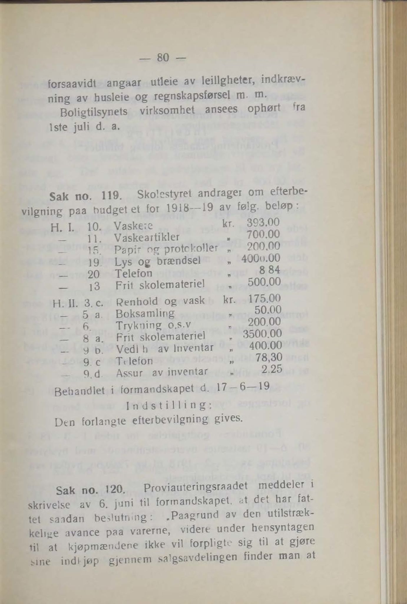 Narvik kommune. Formannskap , AIN/K-18050.150/A/Ab/L0009: Møtebok, 1919