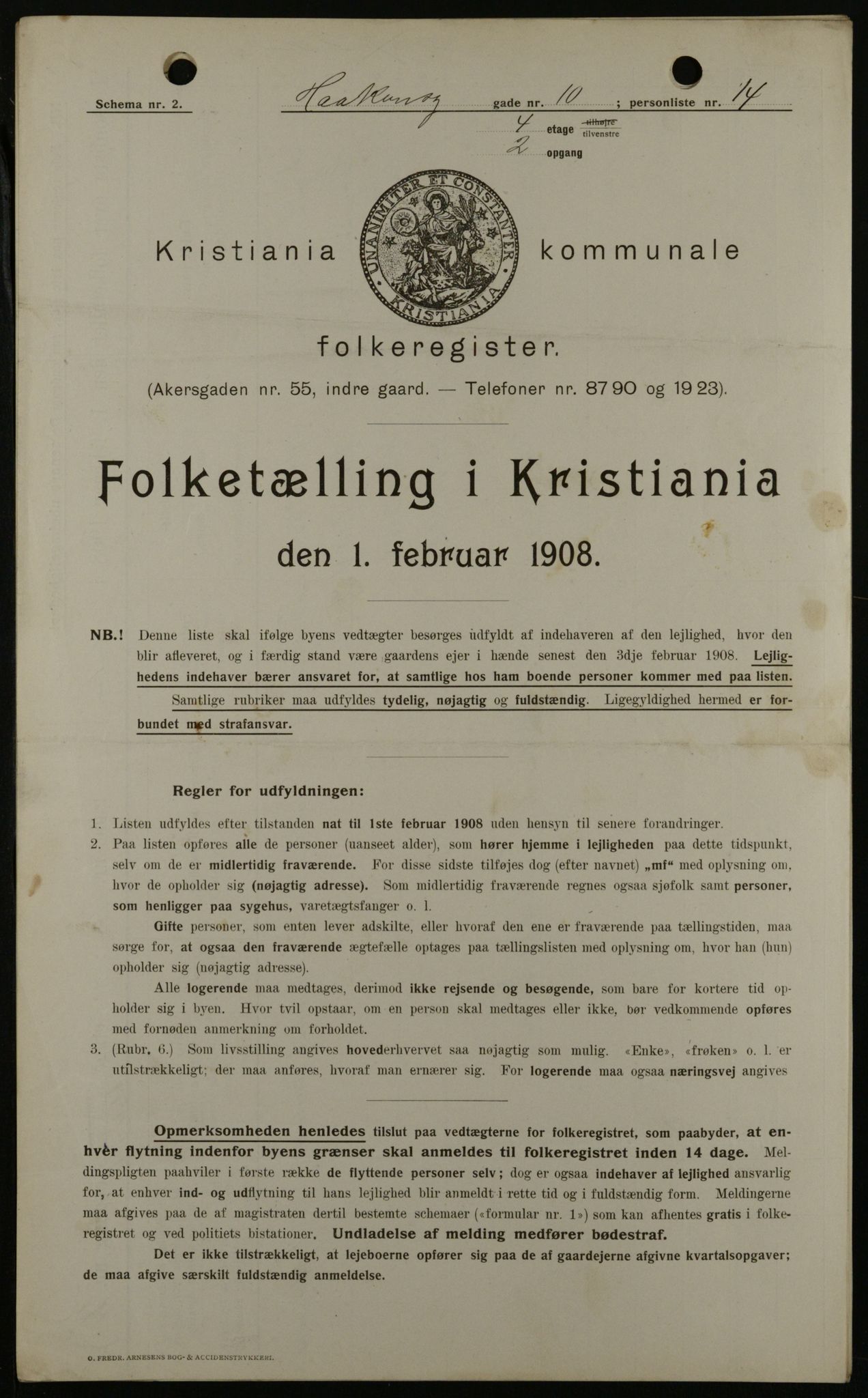 OBA, Municipal Census 1908 for Kristiania, 1908, p. 38435