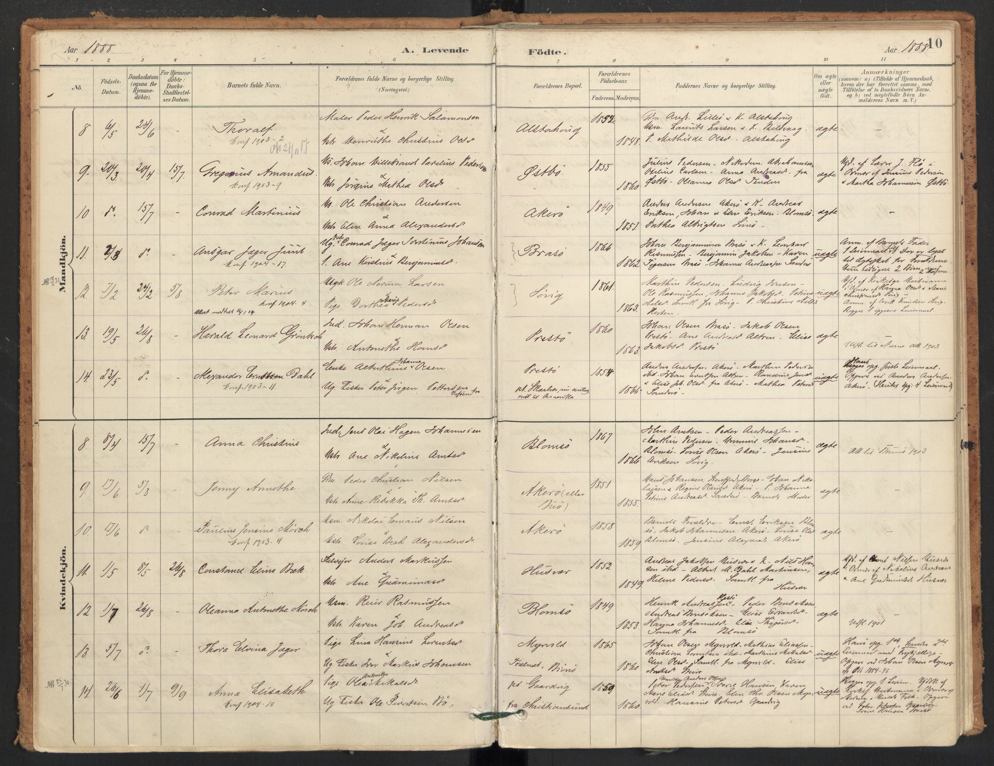 Ministerialprotokoller, klokkerbøker og fødselsregistre - Nordland, AV/SAT-A-1459/830/L0453: Parish register (official) no. 830A17, 1886-1911, p. 10