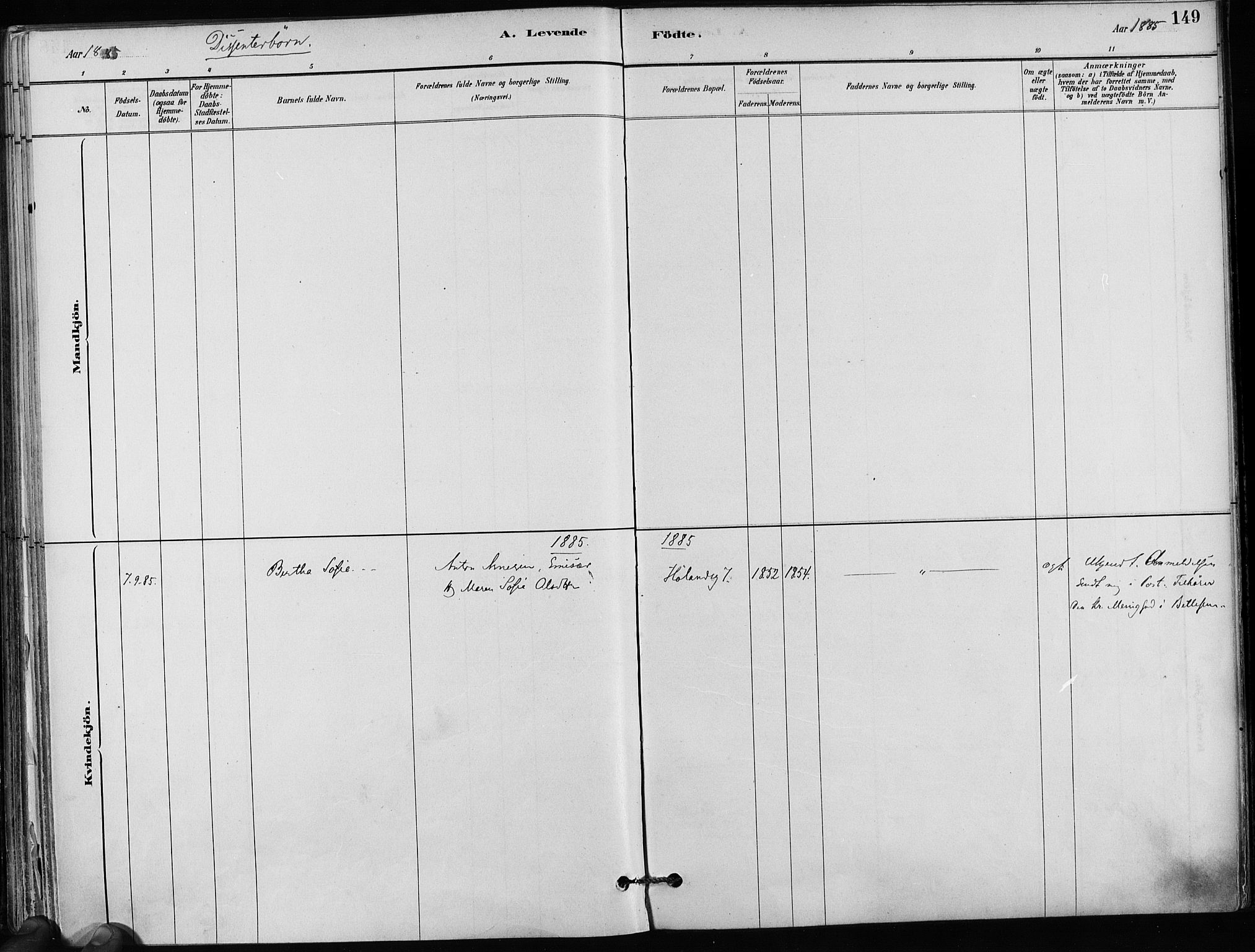 Kampen prestekontor Kirkebøker, AV/SAO-A-10853/F/Fa/L0001: Parish register (official) no. I 1, 1880-1886, p. 149