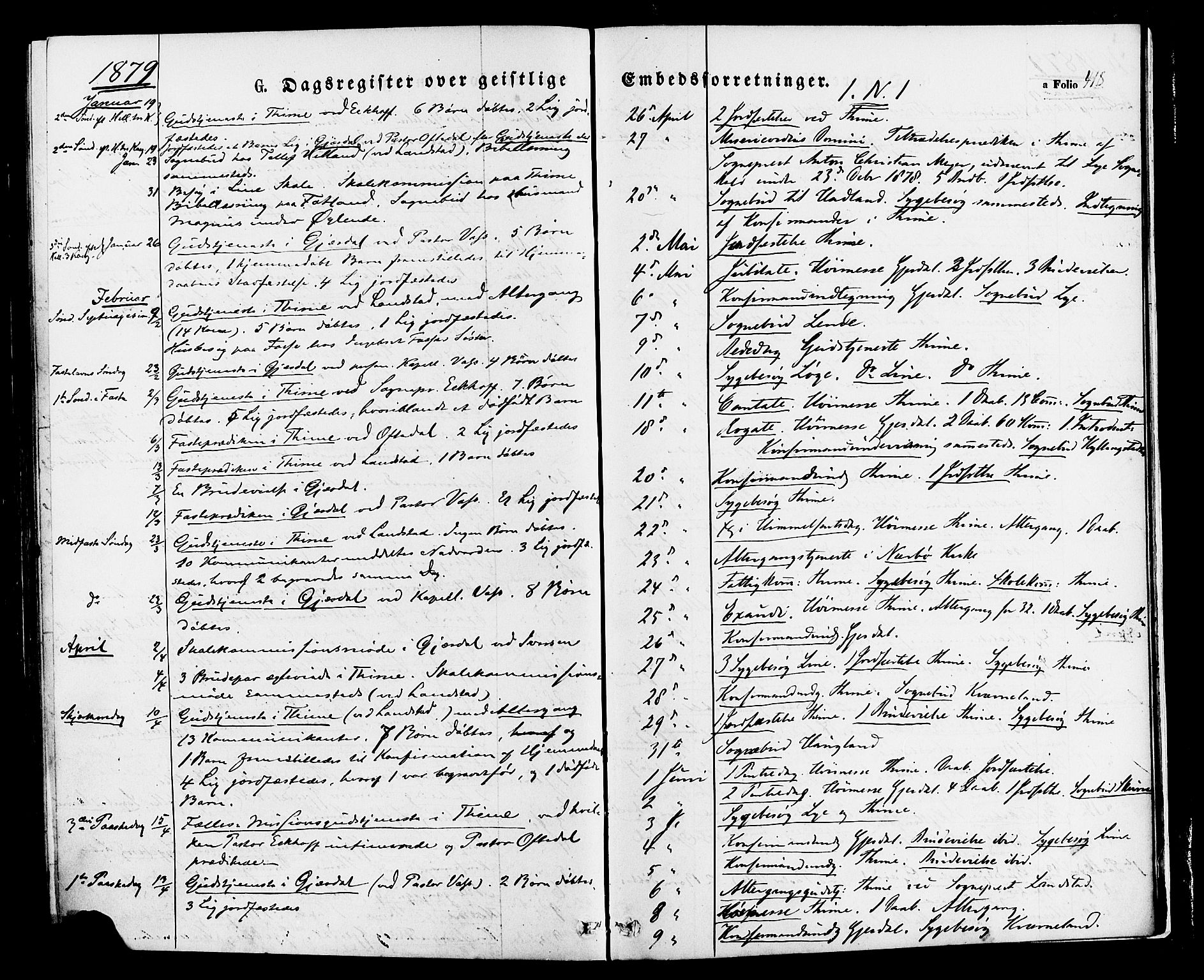 Lye sokneprestkontor, AV/SAST-A-101794/001/30BA/L0008: Parish register (official) no. A 7, 1872-1881, p. 418