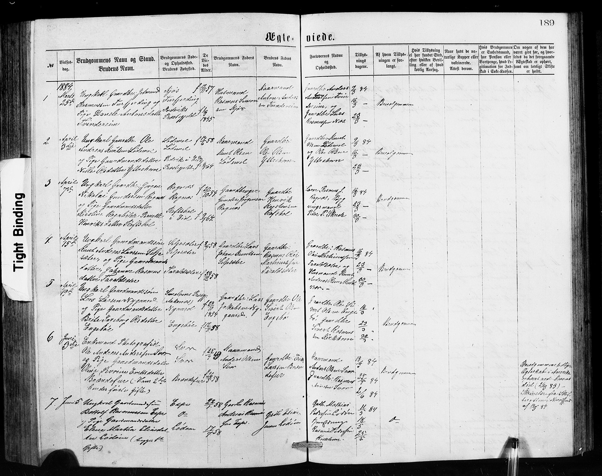 Hornindal sokneprestembete, SAB/A-82401/H/Hab: Parish register (copy) no. A 1, 1876-1894, p. 189