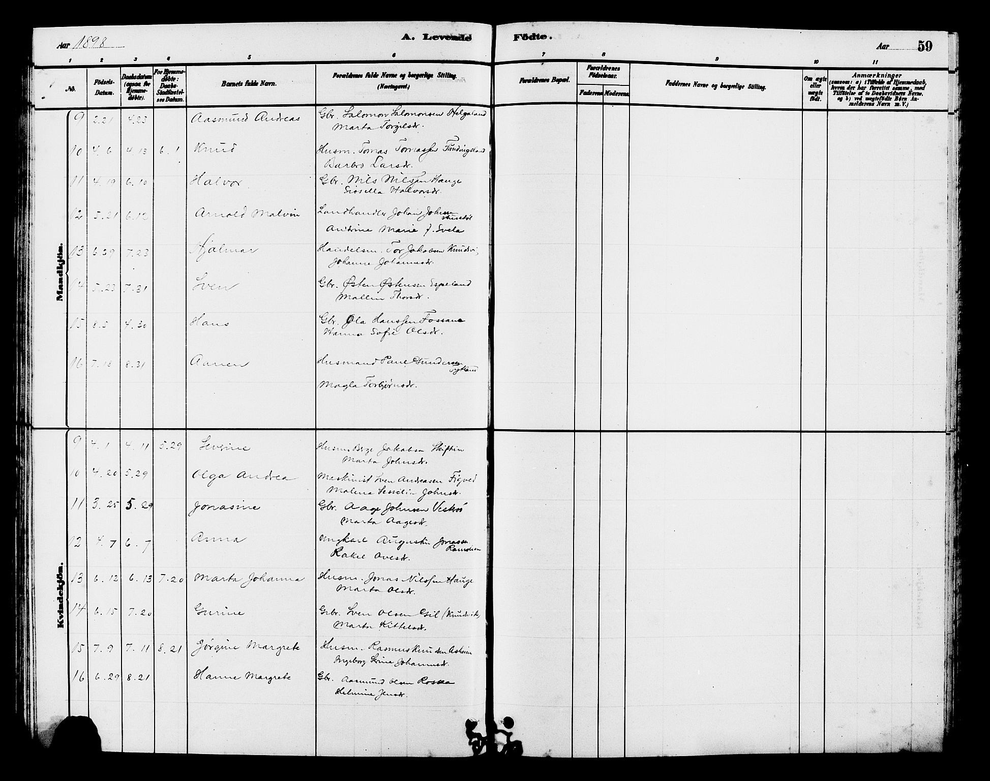 Hjelmeland sokneprestkontor, SAST/A-101843/01/V/L0007: Parish register (copy) no. B 7, 1880-1909, p. 59