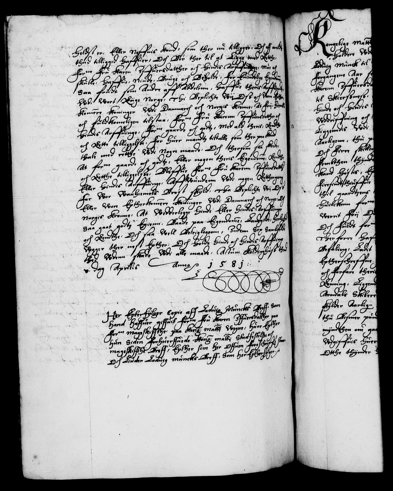 Danske Kanselli 1572-1799, RA/EA-3023/F/Fc/Fca/Fcaa/L0001: Norske registre (mikrofilm), 1572-1588, p. 319b