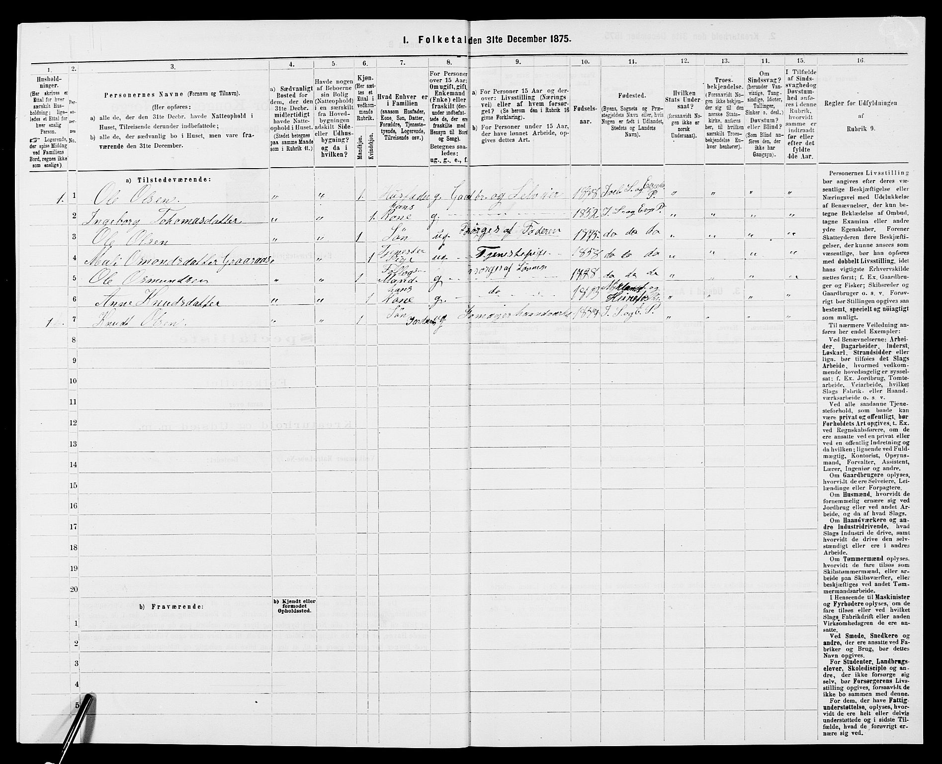 SAK, 1875 census for 0934P Evje, 1875, p. 924