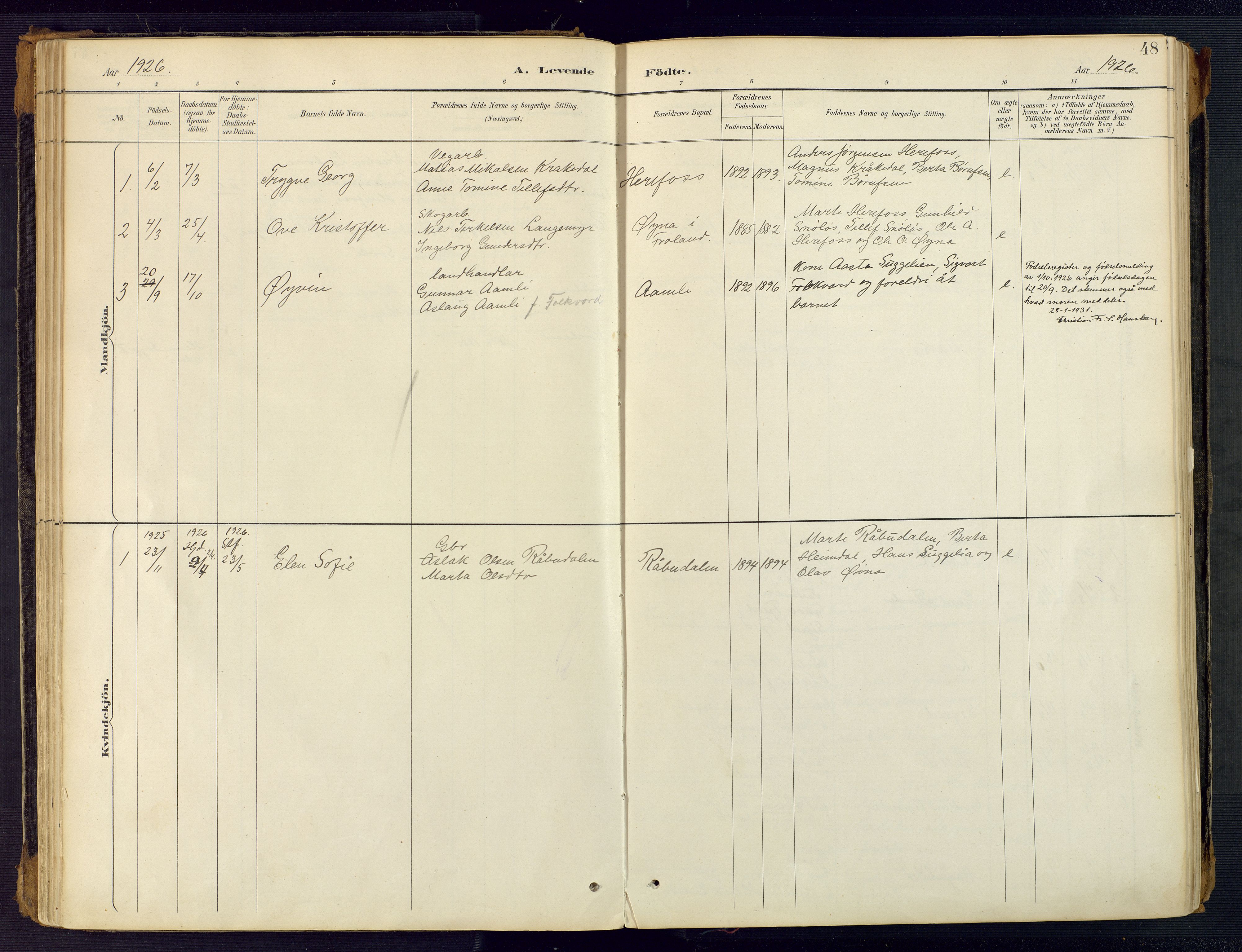 Herefoss sokneprestkontor, SAK/1111-0019/F/Fa/Faa/L0003: Parish register (official) no. A 3, 1887-1930, p. 48