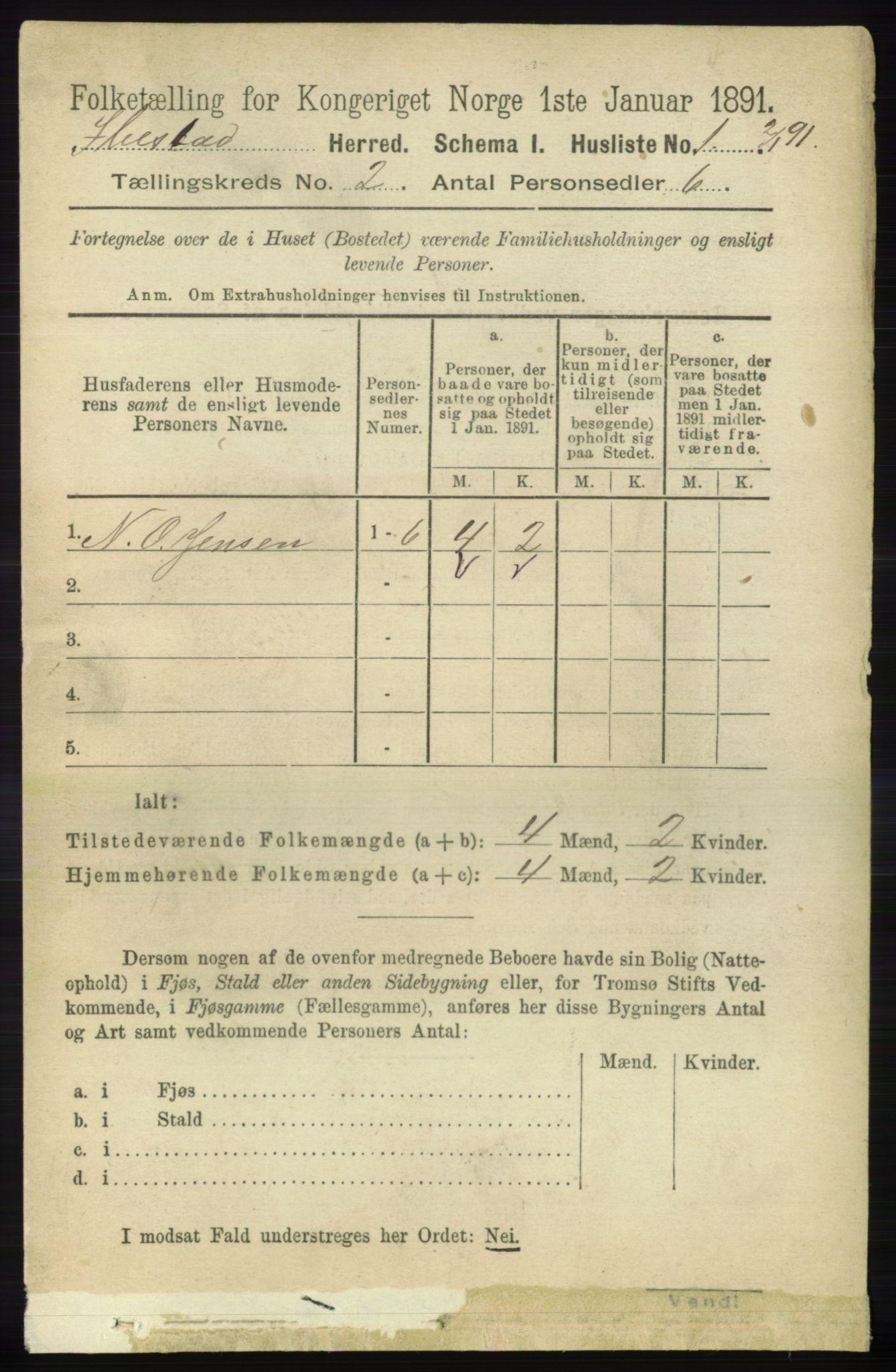 RA, 1891 census for 1917 Ibestad, 1891, p. 708