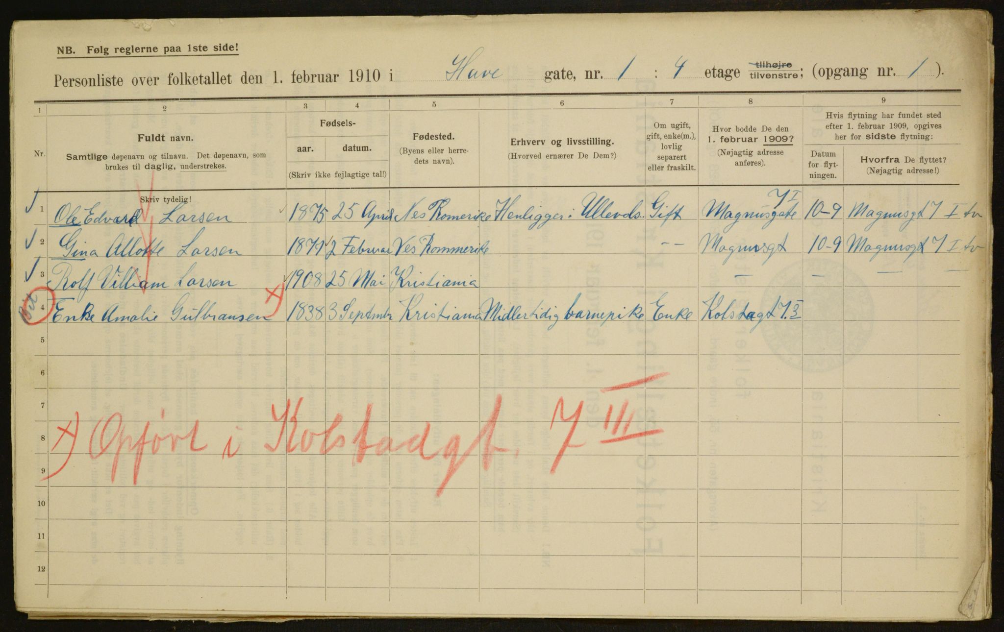 OBA, Municipal Census 1910 for Kristiania, 1910, p. 33691