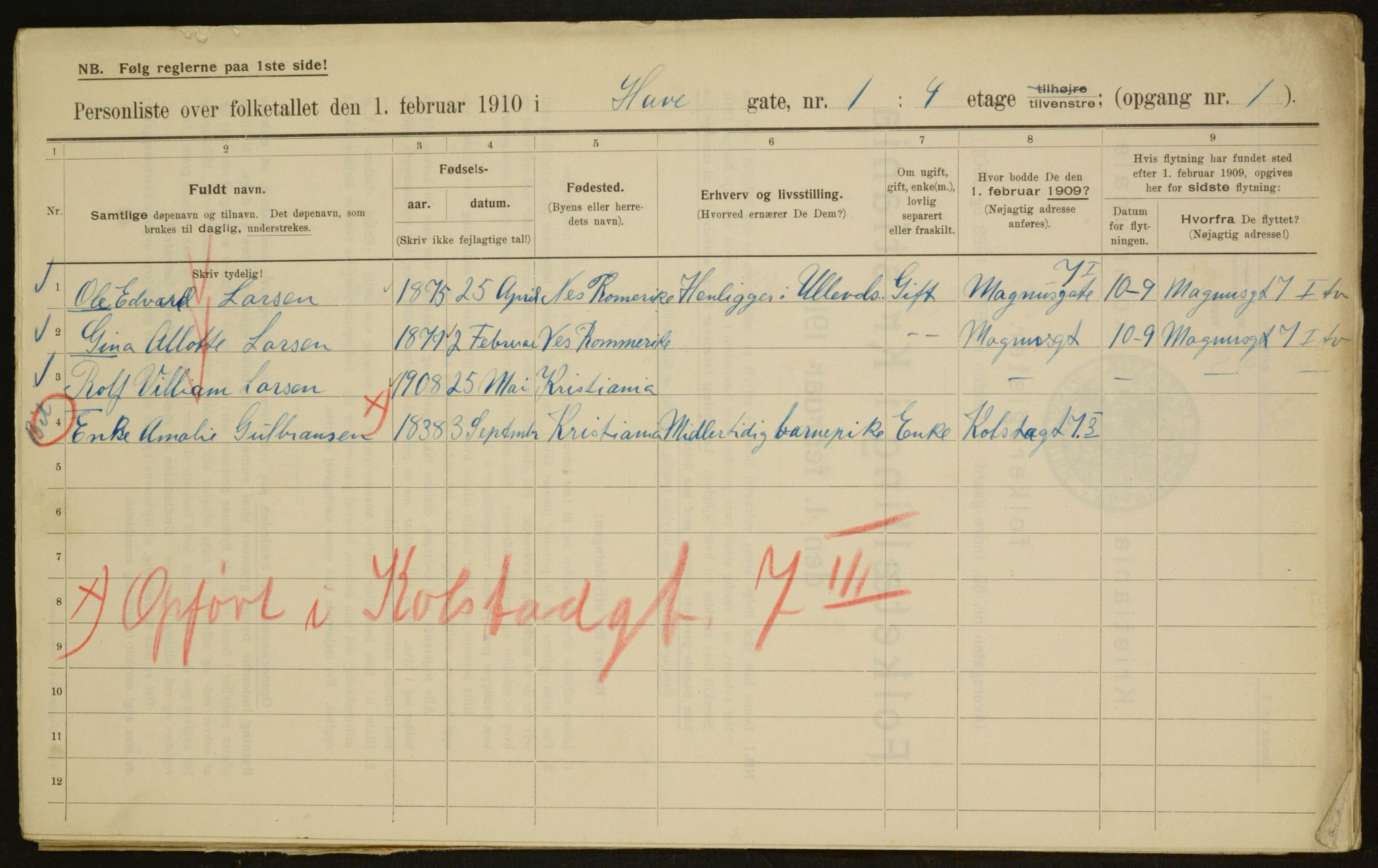 OBA, Municipal Census 1910 for Kristiania, 1910, p. 33691