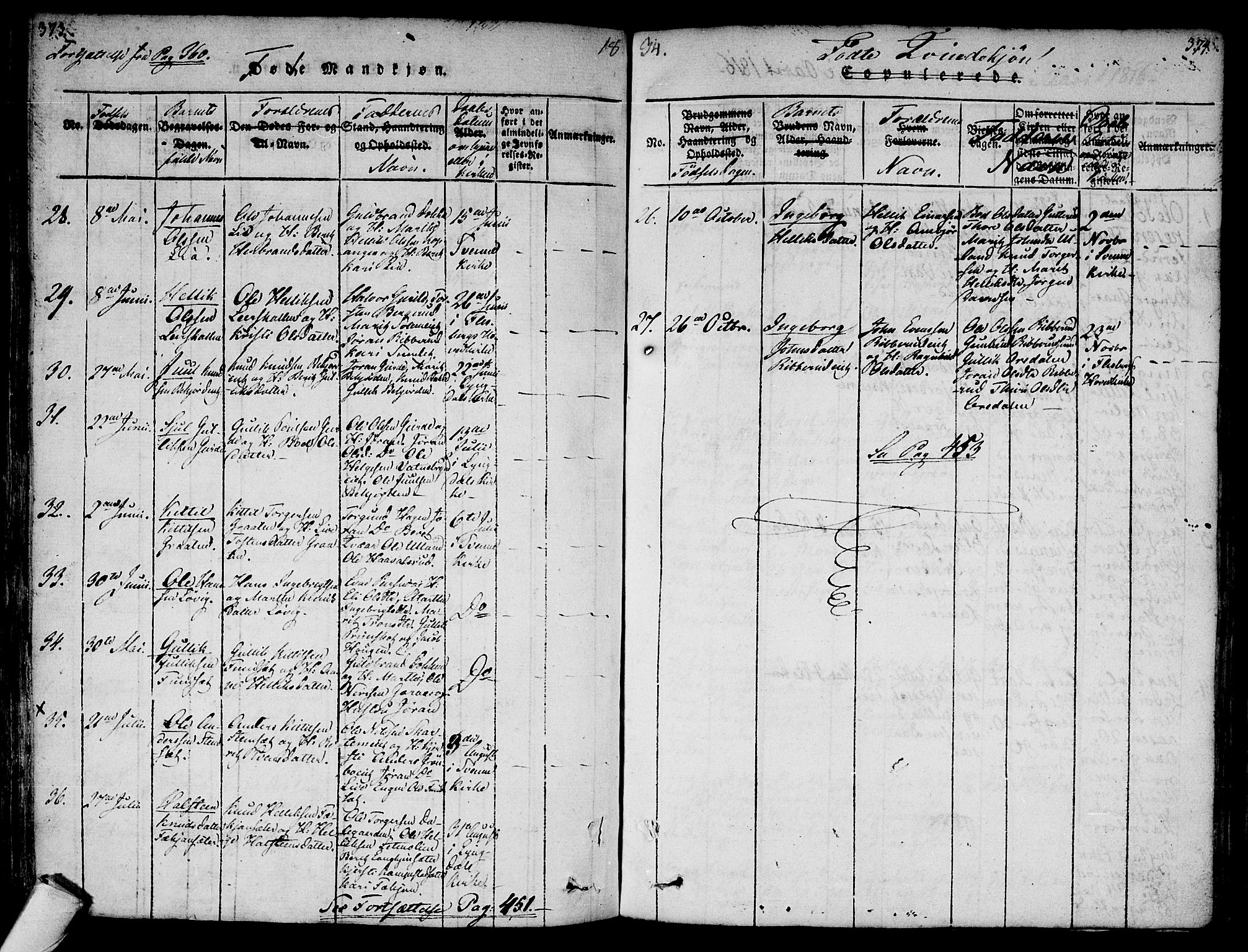 Flesberg kirkebøker, AV/SAKO-A-18/F/Fa/L0005: Parish register (official) no. I 5, 1816-1834, p. 373-374