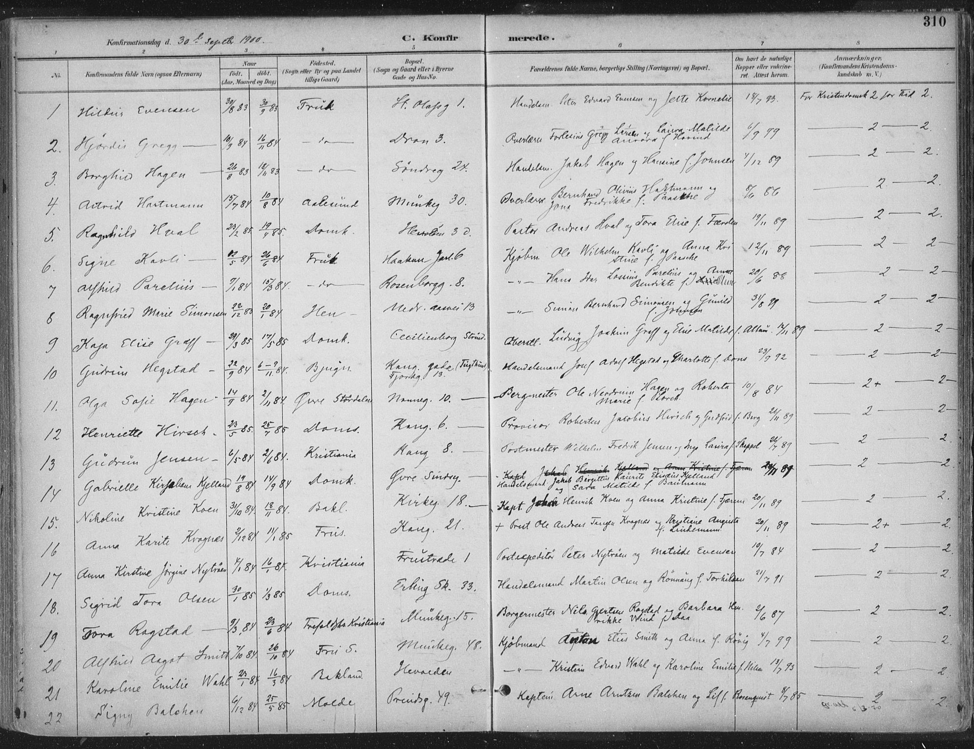 Ministerialprotokoller, klokkerbøker og fødselsregistre - Sør-Trøndelag, AV/SAT-A-1456/601/L0062: Parish register (official) no. 601A30, 1891-1911, p. 310