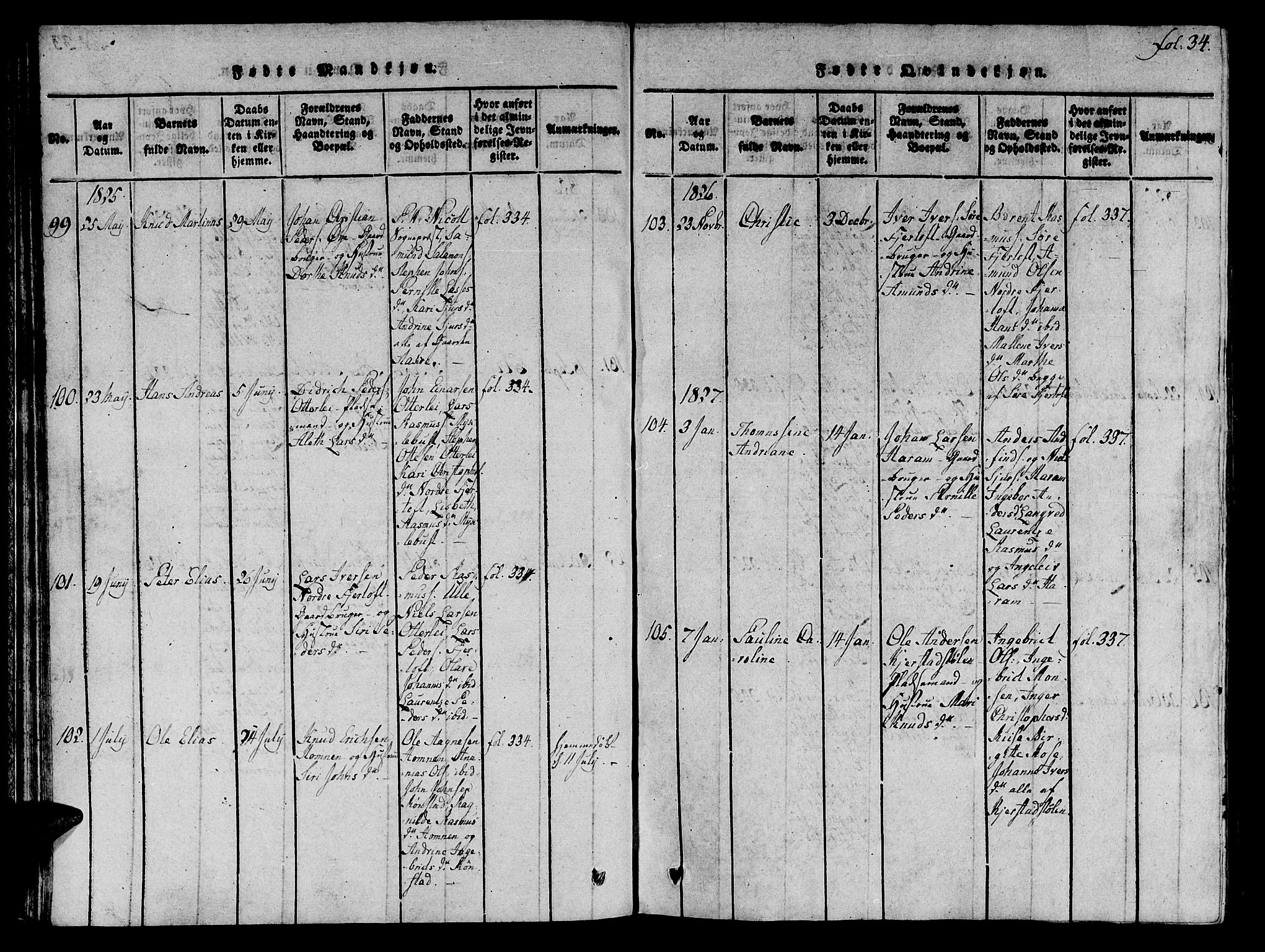 Ministerialprotokoller, klokkerbøker og fødselsregistre - Møre og Romsdal, SAT/A-1454/536/L0495: Parish register (official) no. 536A04, 1818-1847, p. 34