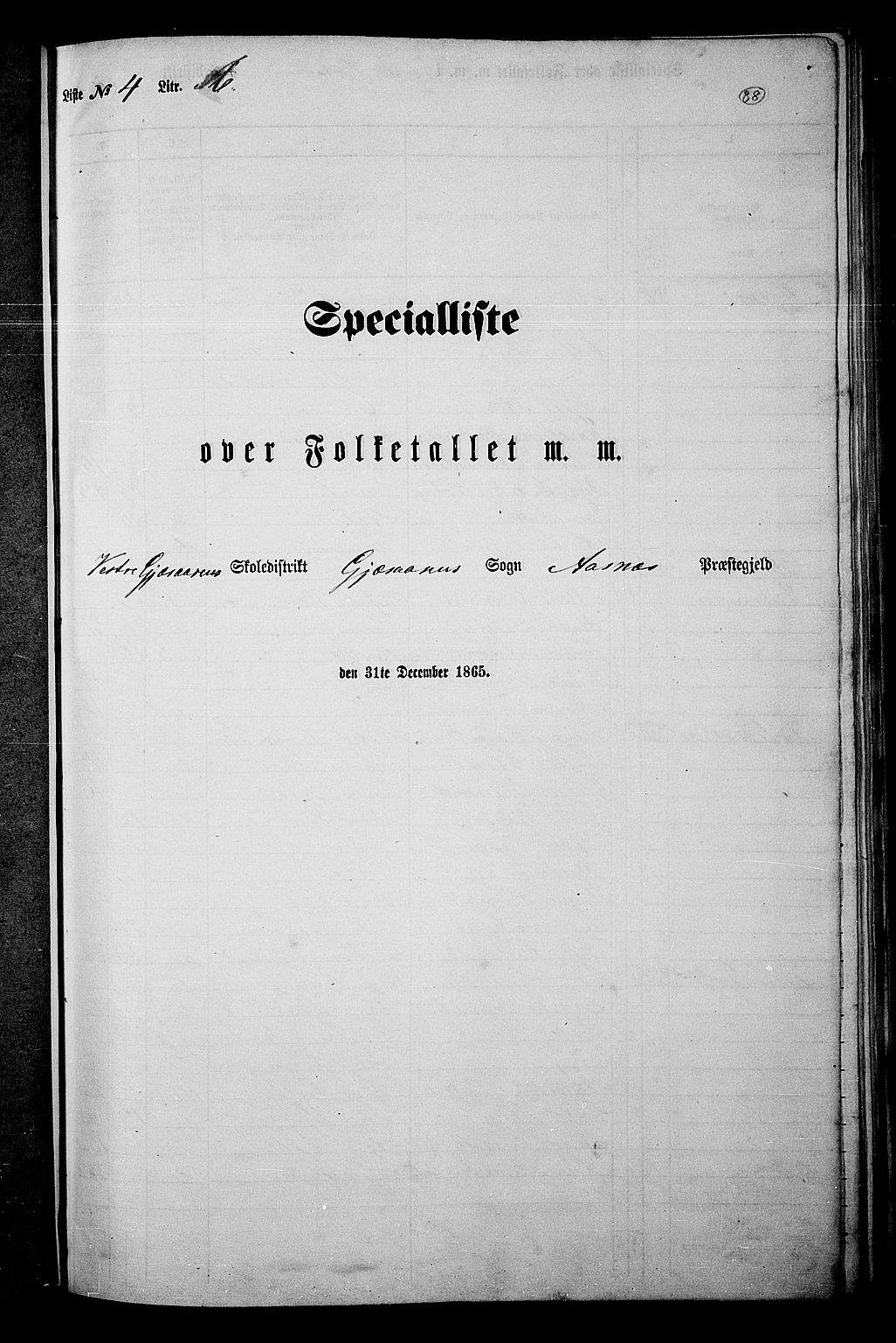 RA, 1865 census for Åsnes, 1865, p. 82