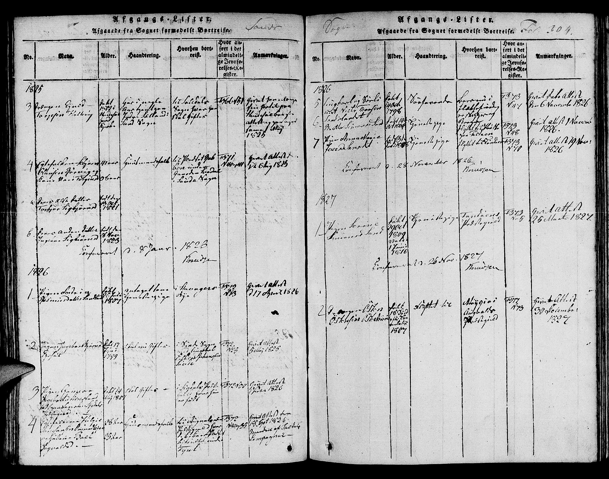 Jelsa sokneprestkontor, SAST/A-101842/01/V: Parish register (copy) no. B 1 /2, 1816-1828, p. 304