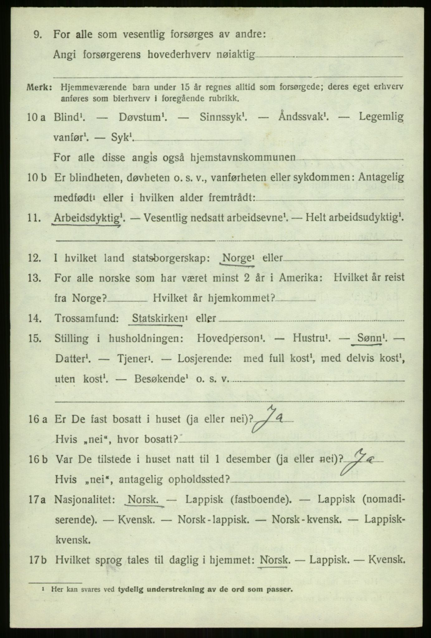 SATØ, 1920 census for Malangen, 1920, p. 3116