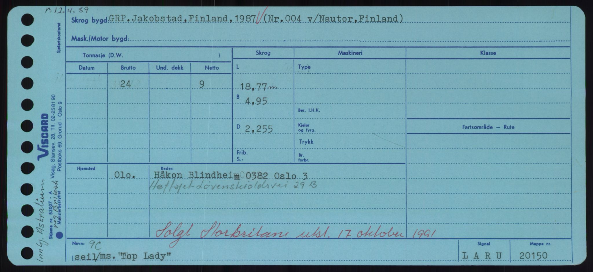 Sjøfartsdirektoratet med forløpere, Skipsmålingen, RA/S-1627/H/Hd/L0039: Fartøy, Ti-Tø, p. 189