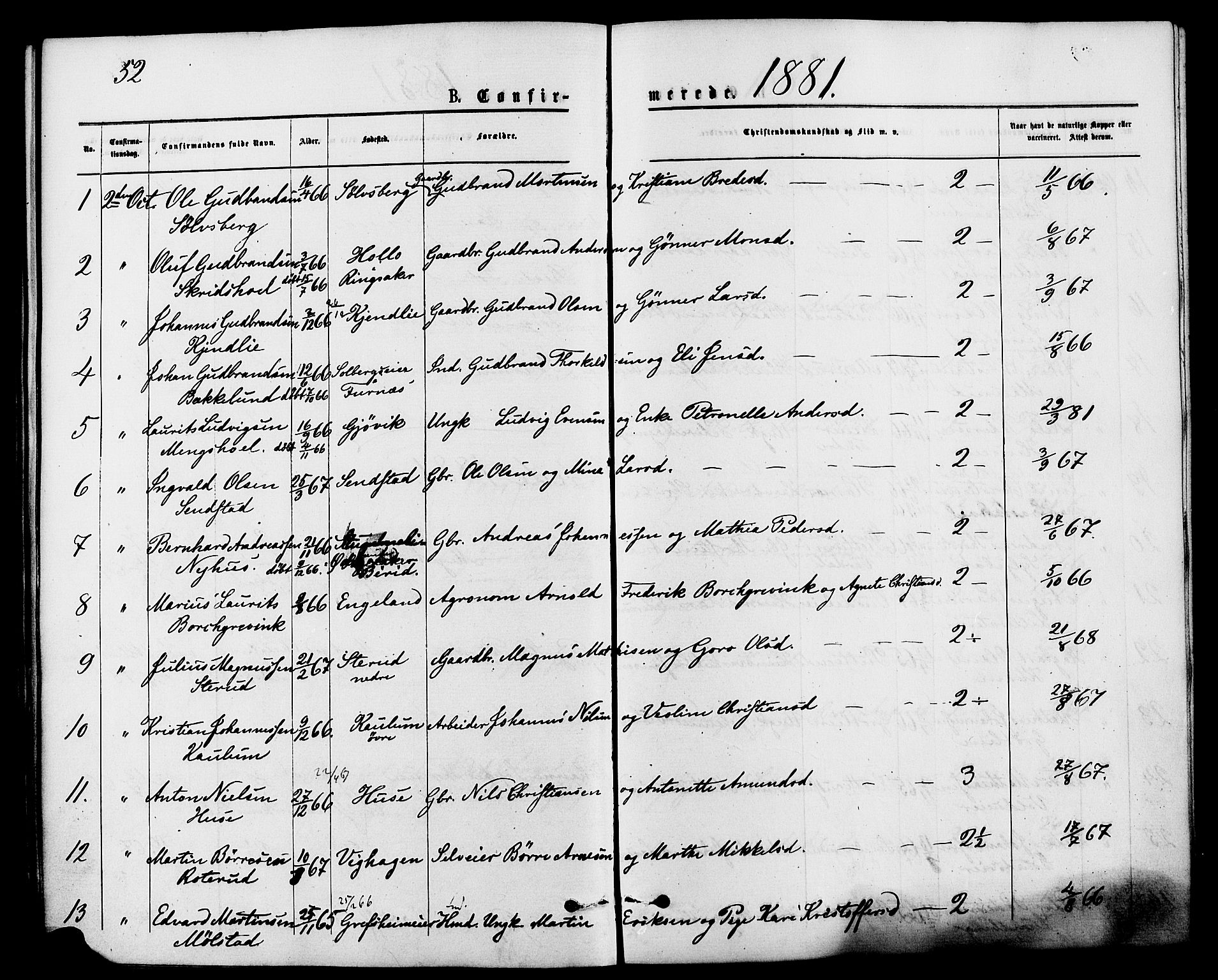 Nes prestekontor, Hedmark, SAH/PREST-020/K/Ka/L0006: Parish register (official) no. 6, 1873-1886, p. 52