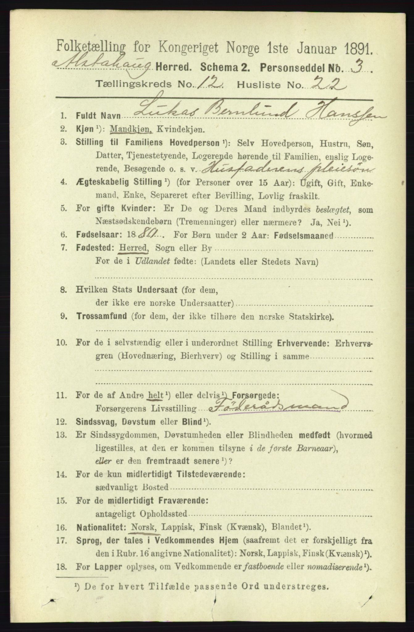 RA, 1891 census for 1820 Alstahaug, 1891, p. 4408