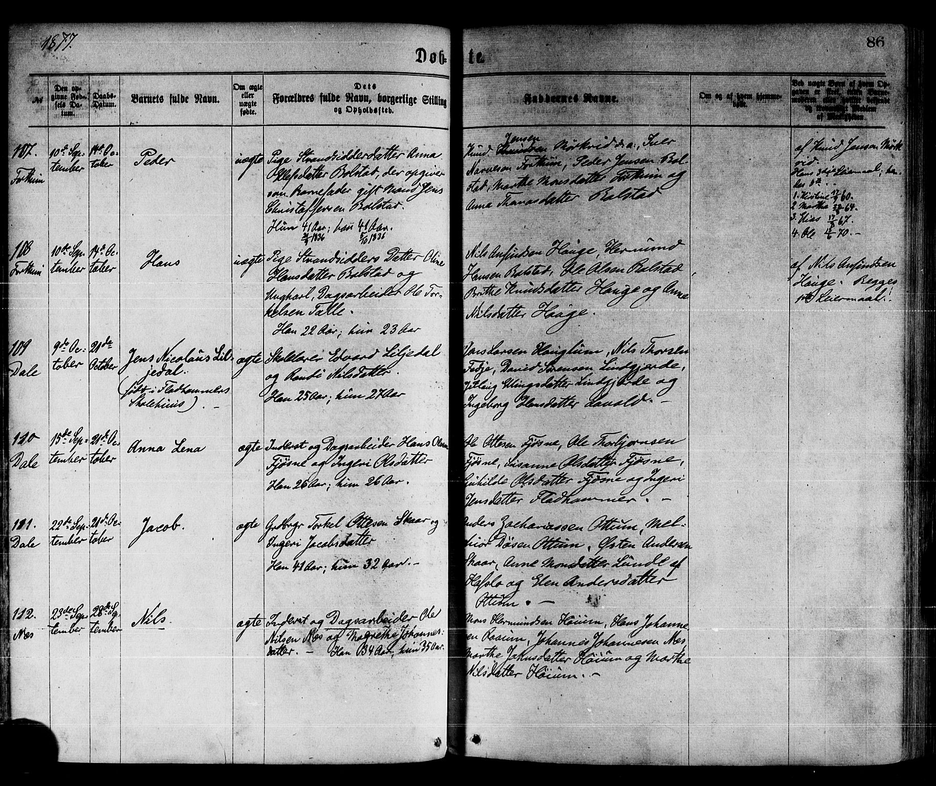 Luster sokneprestembete, AV/SAB-A-81101/H/Haa/Haaa/L0010: Parish register (official) no. A 10, 1871-1886, p. 86