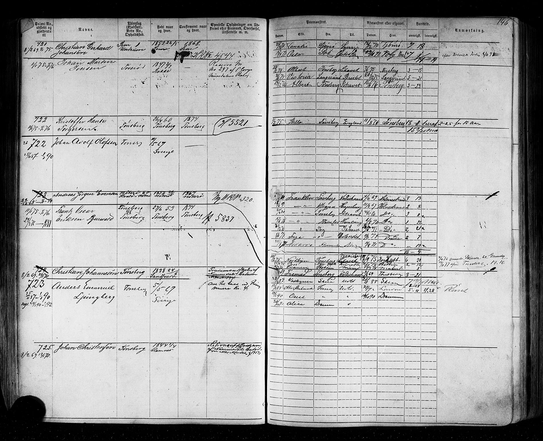 Tønsberg innrulleringskontor, AV/SAKO-A-786/F/Fb/L0002: Annotasjonsrulle Patent nr. 1-2635, 1869-1877, p. 168