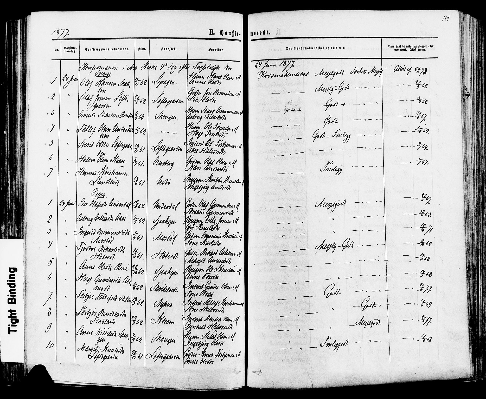 Mo kirkebøker, SAKO/A-286/F/Fa/L0006: Parish register (official) no. I 6, 1865-1885, p. 139