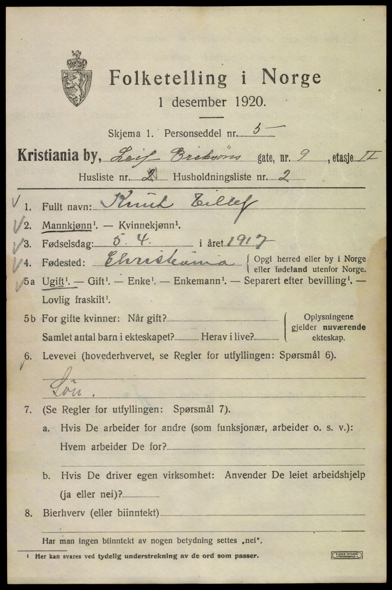 SAO, 1920 census for Kristiania, 1920, p. 362309