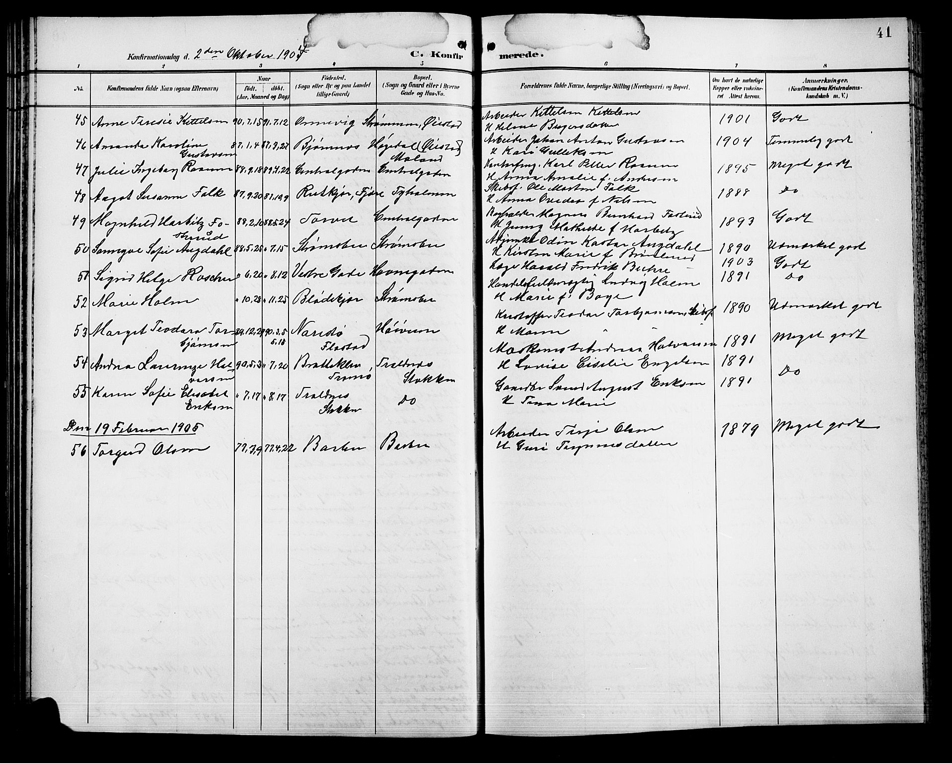 Barbu sokneprestkontor, AV/SAK-1111-0003/F/Fb/L0003: Parish register (copy) no. B 3, 1897-1911, p. 41