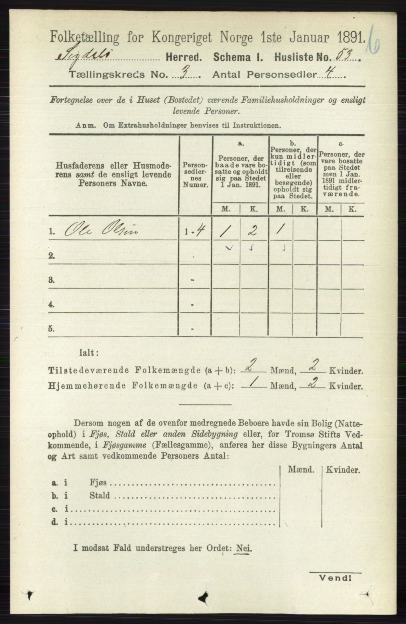 RA, 1891 census for 0621 Sigdal, 1891, p. 4299