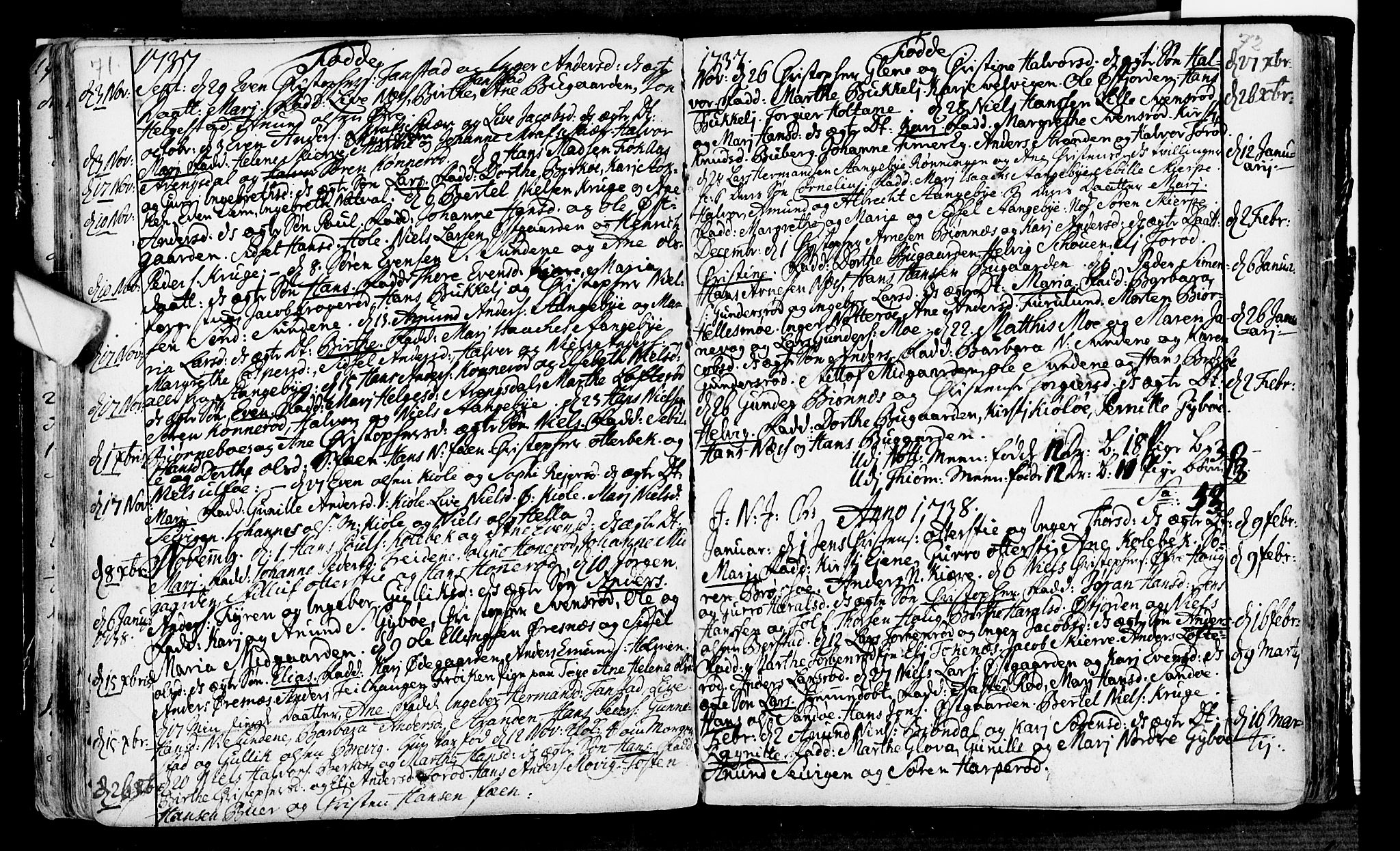 Nøtterøy kirkebøker, AV/SAKO-A-354/F/Fa/L0001: Parish register (official) no. I 1, 1686-1738, p. 71-72