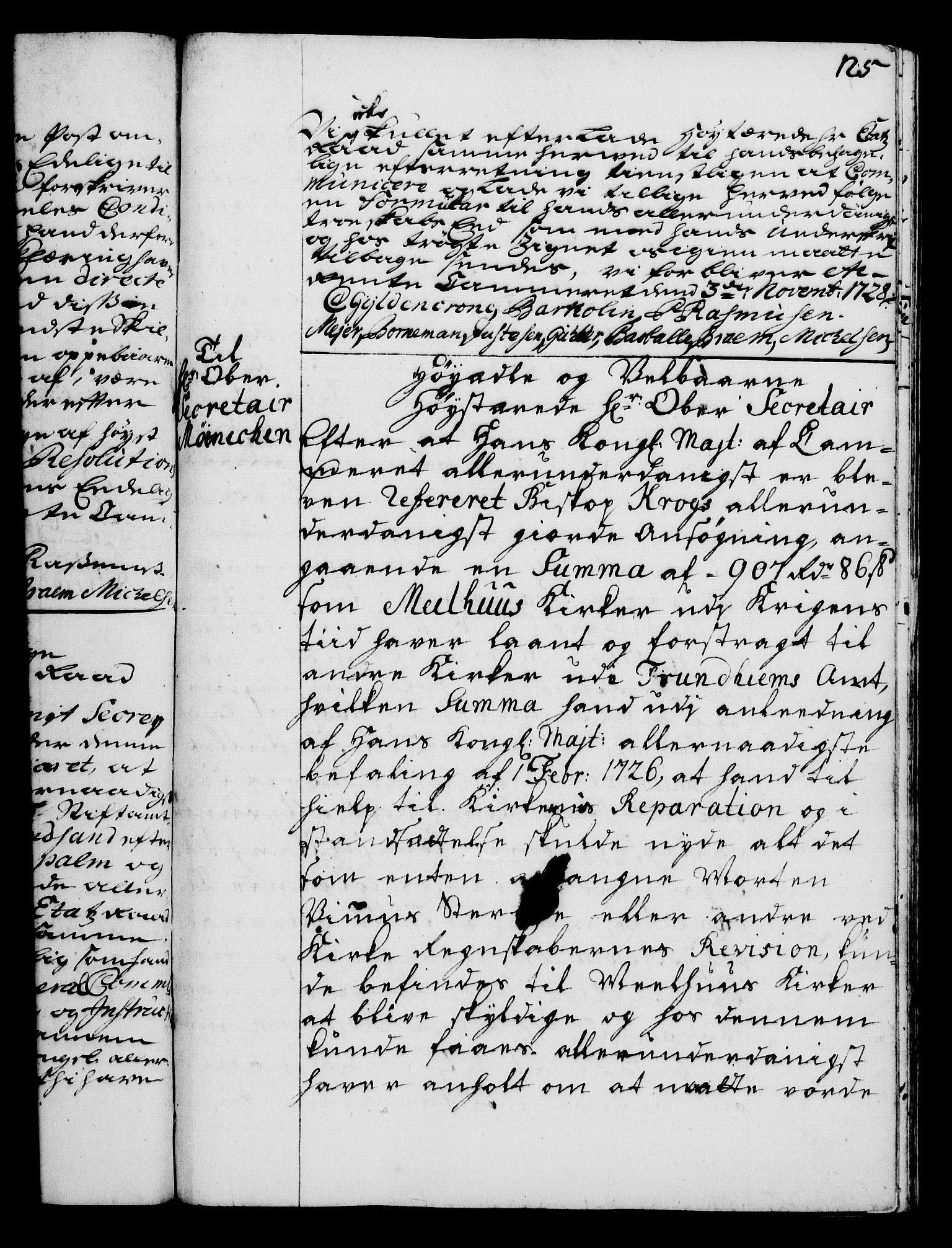 Rentekammeret, Kammerkanselliet, RA/EA-3111/G/Gg/Gga/L0003: Norsk ekspedisjonsprotokoll med register (merket RK 53.3), 1727-1734, p. 125