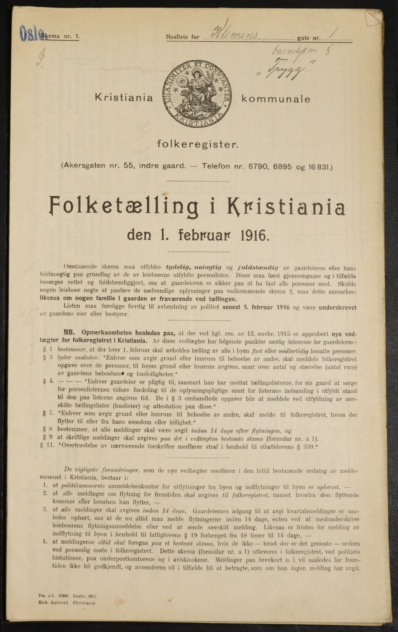 OBA, Municipal Census 1916 for Kristiania, 1916, p. 12832