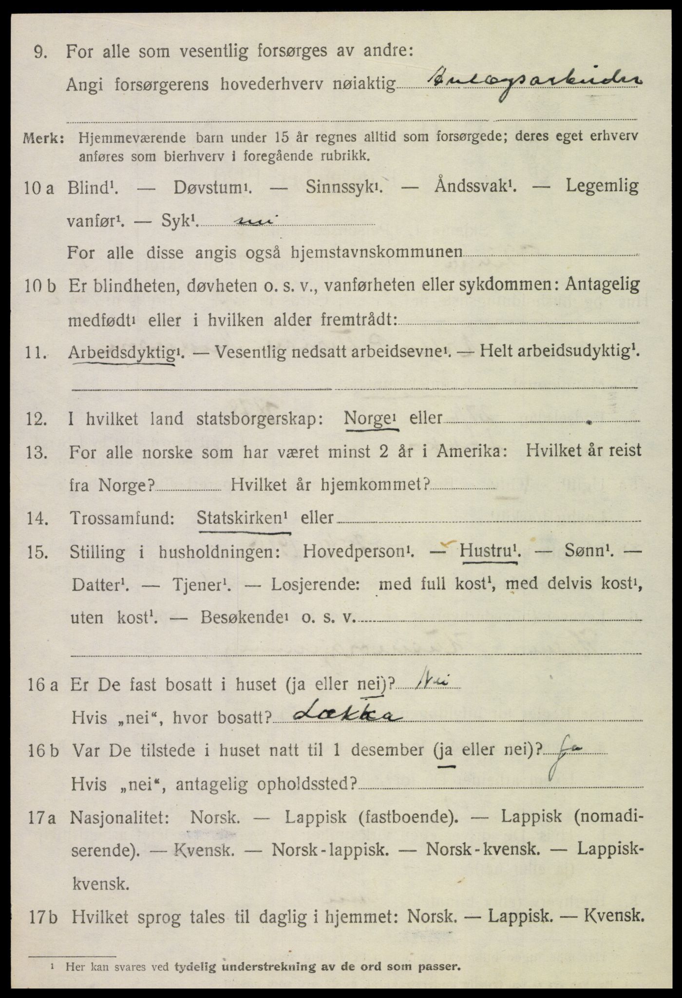 SAT, 1920 census for Klinga, 1920, p. 2408