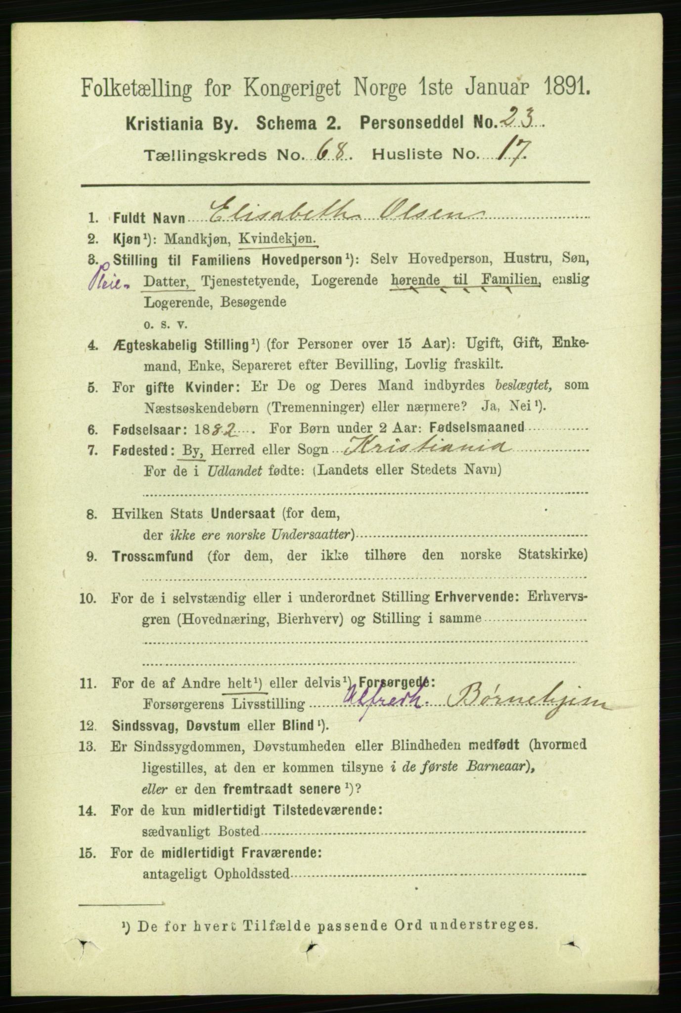 RA, 1891 census for 0301 Kristiania, 1891, p. 37627