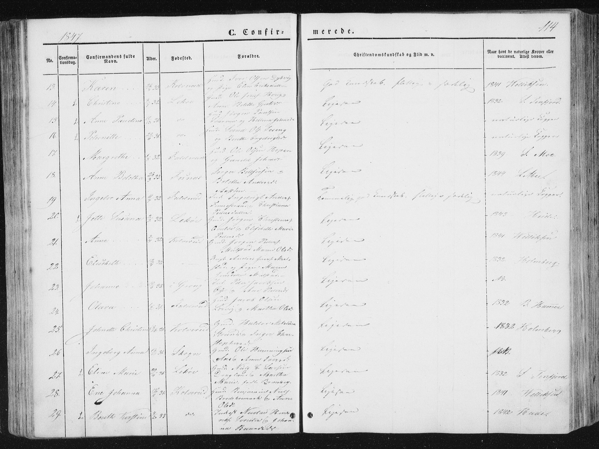 Ministerialprotokoller, klokkerbøker og fødselsregistre - Nord-Trøndelag, SAT/A-1458/780/L0640: Parish register (official) no. 780A05, 1845-1856, p. 114