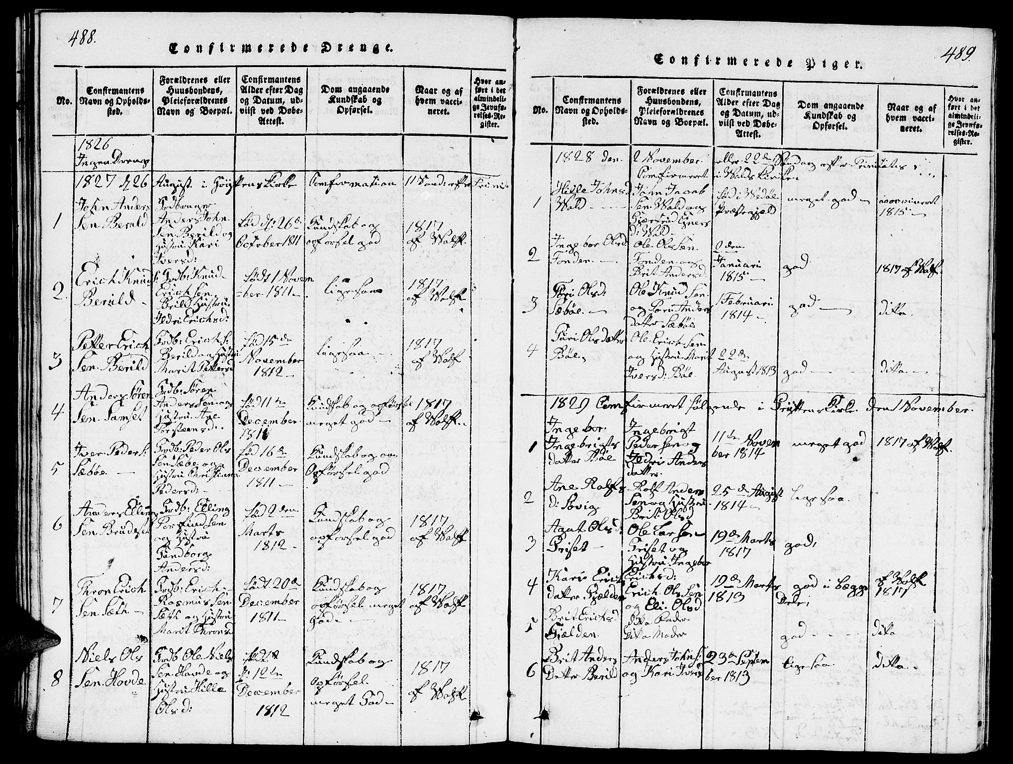 Ministerialprotokoller, klokkerbøker og fødselsregistre - Møre og Romsdal, SAT/A-1454/543/L0563: Parish register (copy) no. 543C01, 1818-1836, p. 488-489