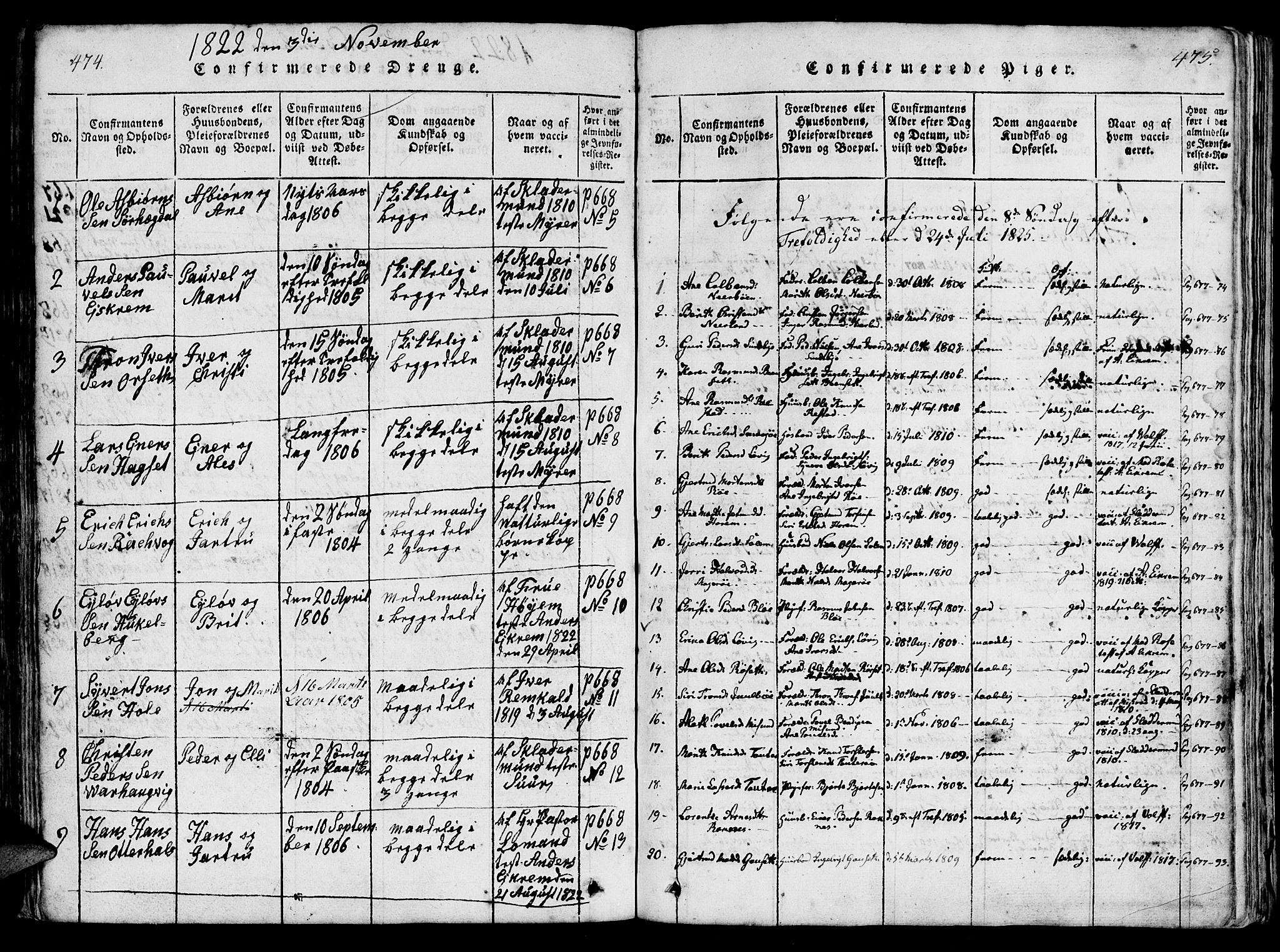 Ministerialprotokoller, klokkerbøker og fødselsregistre - Møre og Romsdal, AV/SAT-A-1454/560/L0718: Parish register (official) no. 560A02, 1817-1844, p. 474-475