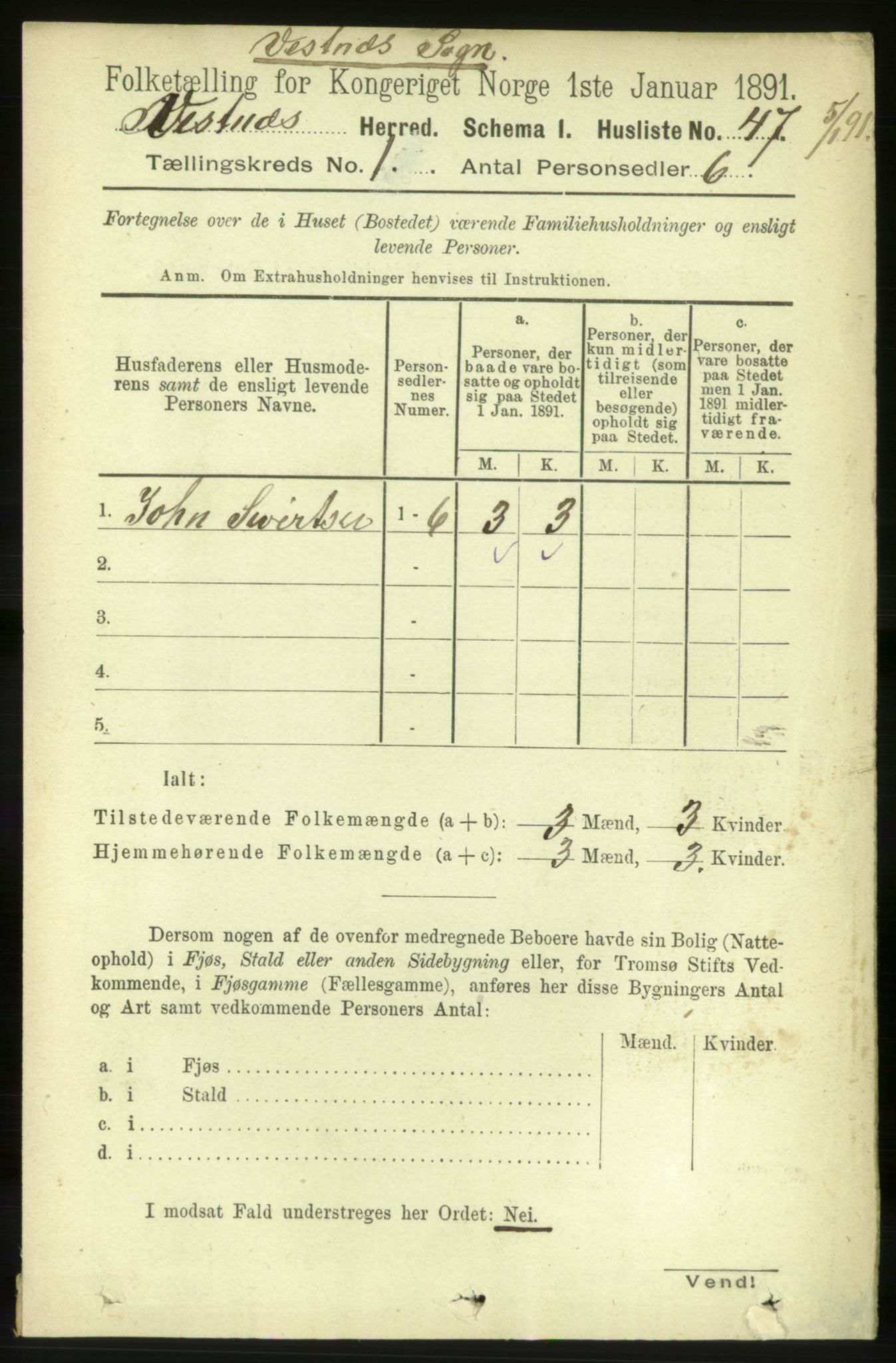 RA, 1891 census for 1535 Vestnes, 1891, p. 79