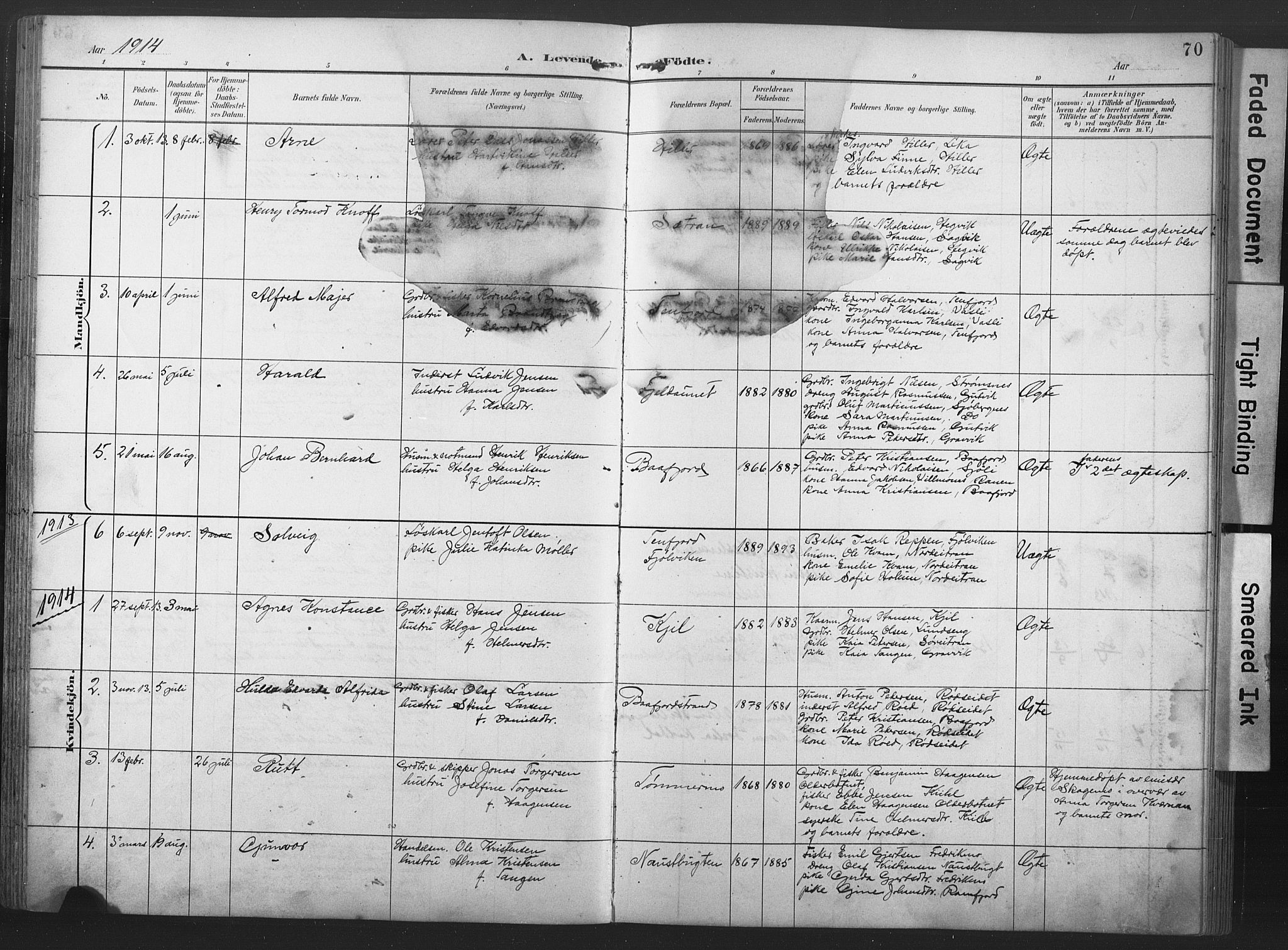 Ministerialprotokoller, klokkerbøker og fødselsregistre - Nord-Trøndelag, SAT/A-1458/789/L0706: Parish register (copy) no. 789C01, 1888-1931, p. 70