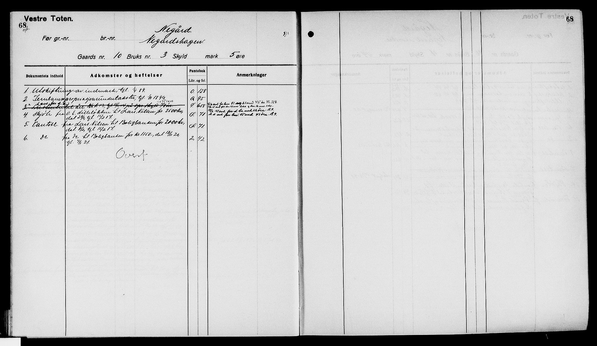 Toten tingrett, AV/SAH-TING-006/H/Ha/Haa/L0040: Mortgage register no. 40, 1925, p. 68