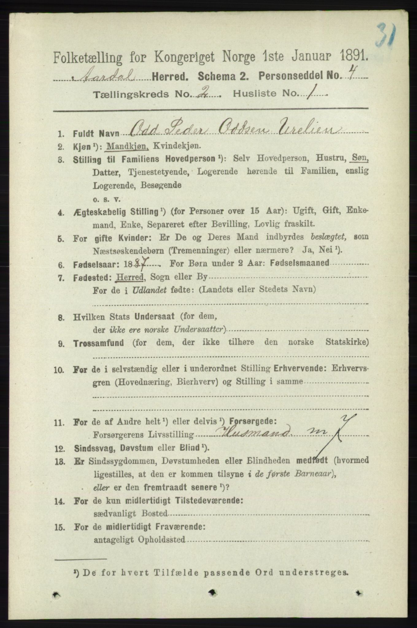 RA, 1891 census for 1131 Årdal, 1891, p. 577