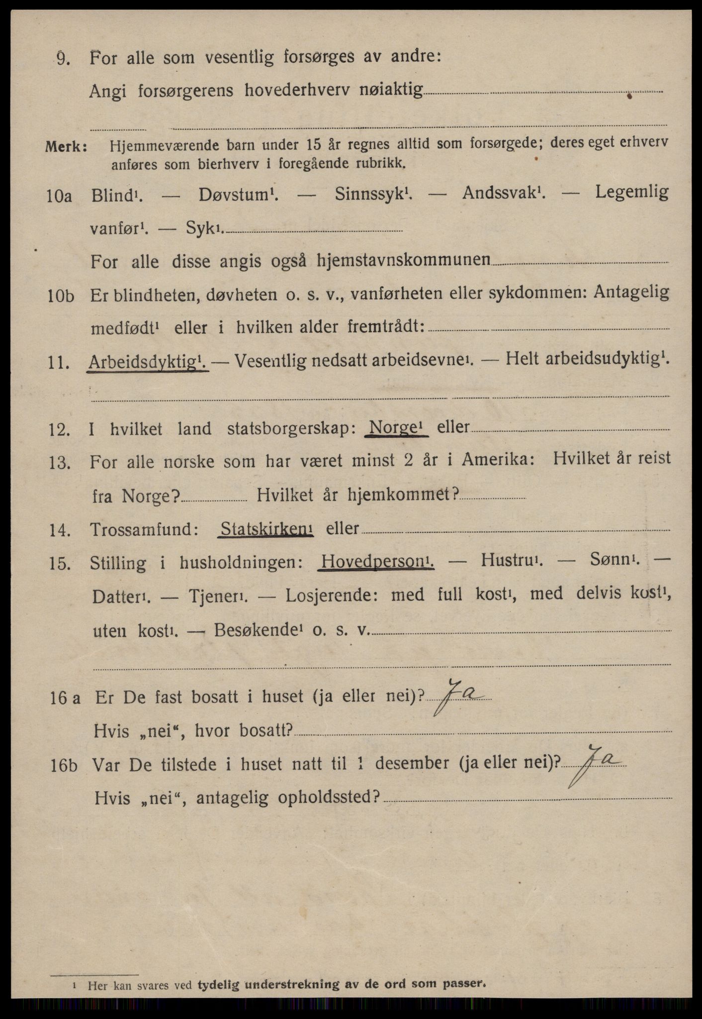 SAT, 1920 census for Sunnylven, 1920, p. 3127